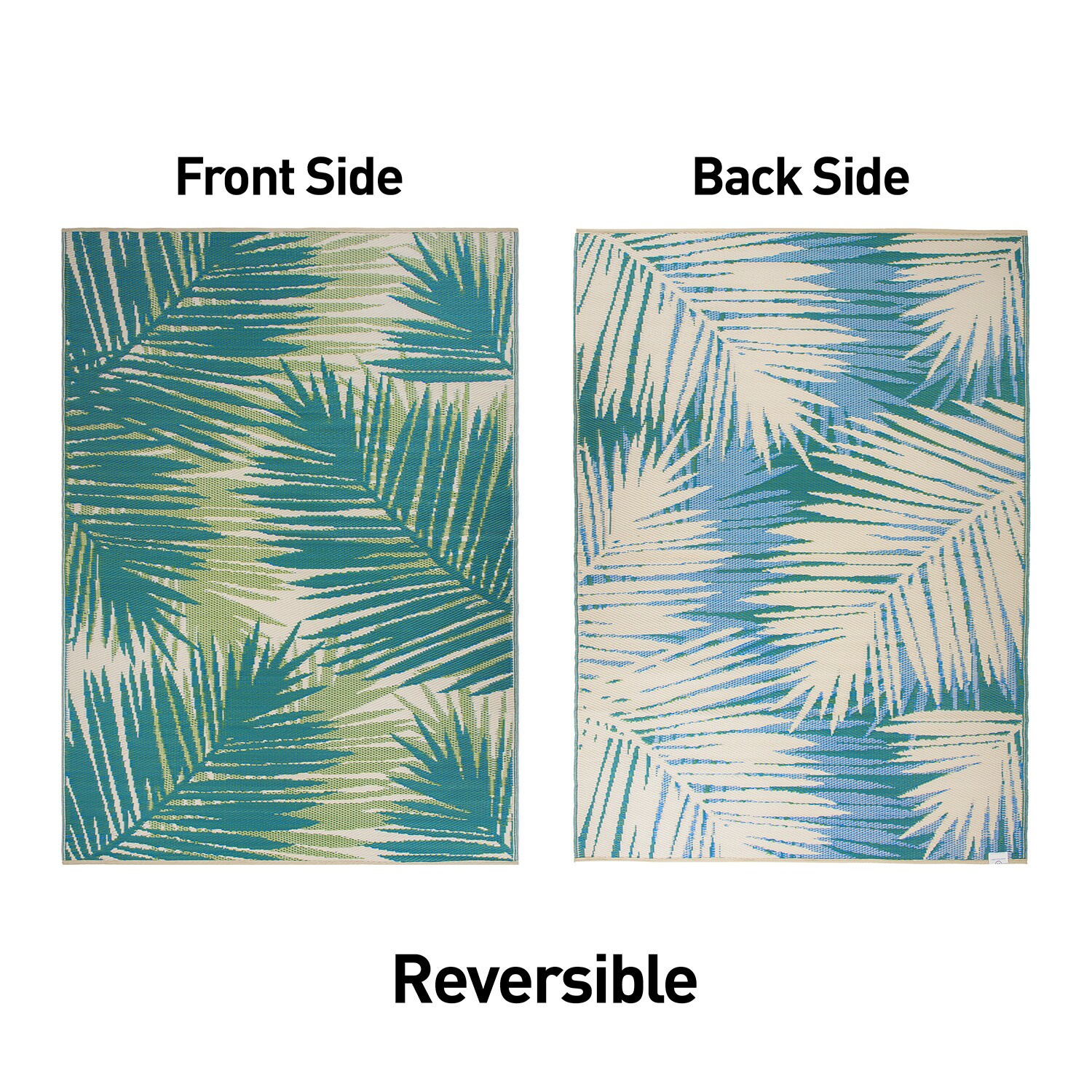 Green Tropical Floral Reversible Synthetic Indoor/Outdoor Rug 5' x 7'