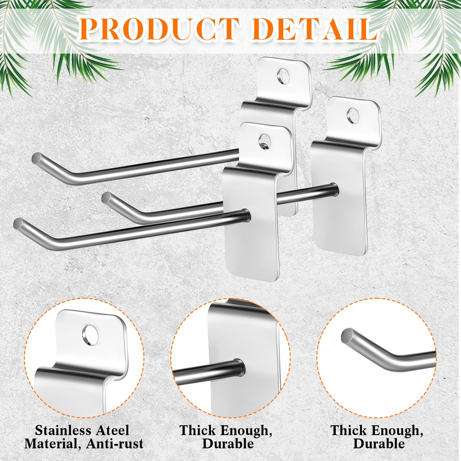 UUDULY 200 Pcs 6 Inch Slatwall Hooks Heavy Duty Metal Hanging Silver ...