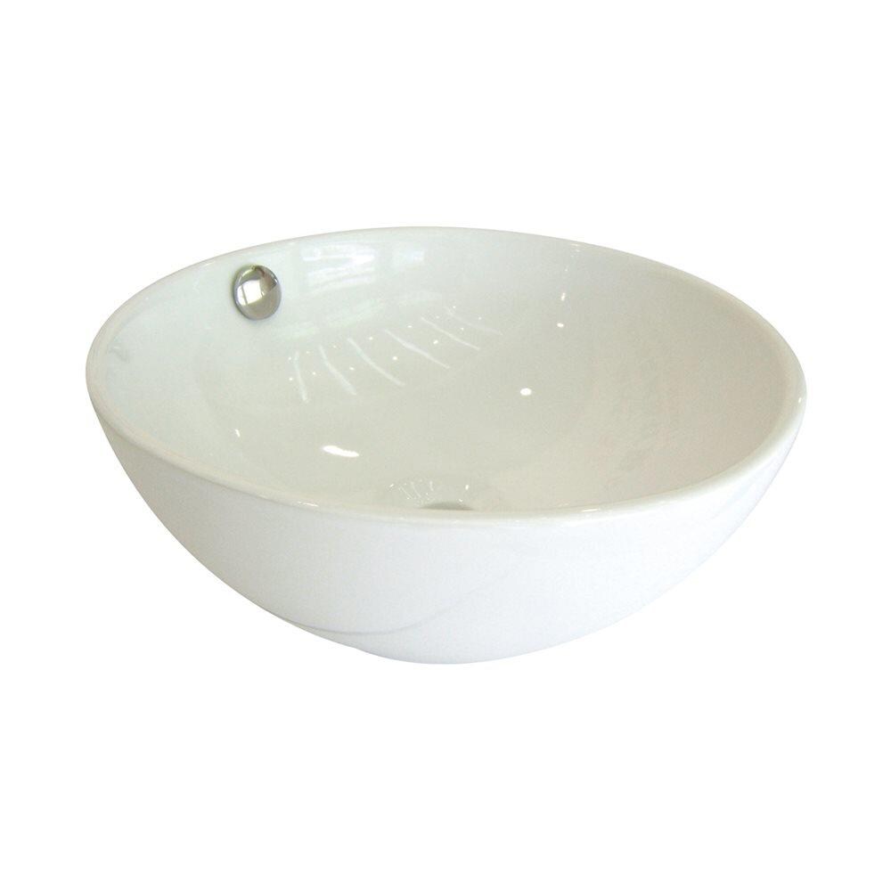 Elements of Design EDV7048 Le Country White Vessel Round Bathroom Sink with Overflow Drain (17-in x 17-in)