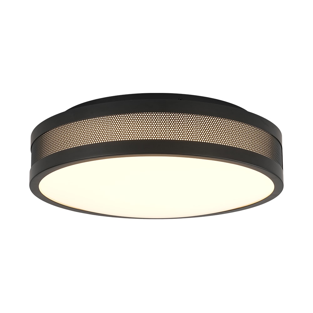Wonderindoor 15.75-in Matte Black Indoor 1 -Light LED Flush Mount Light with Acrylic Shade