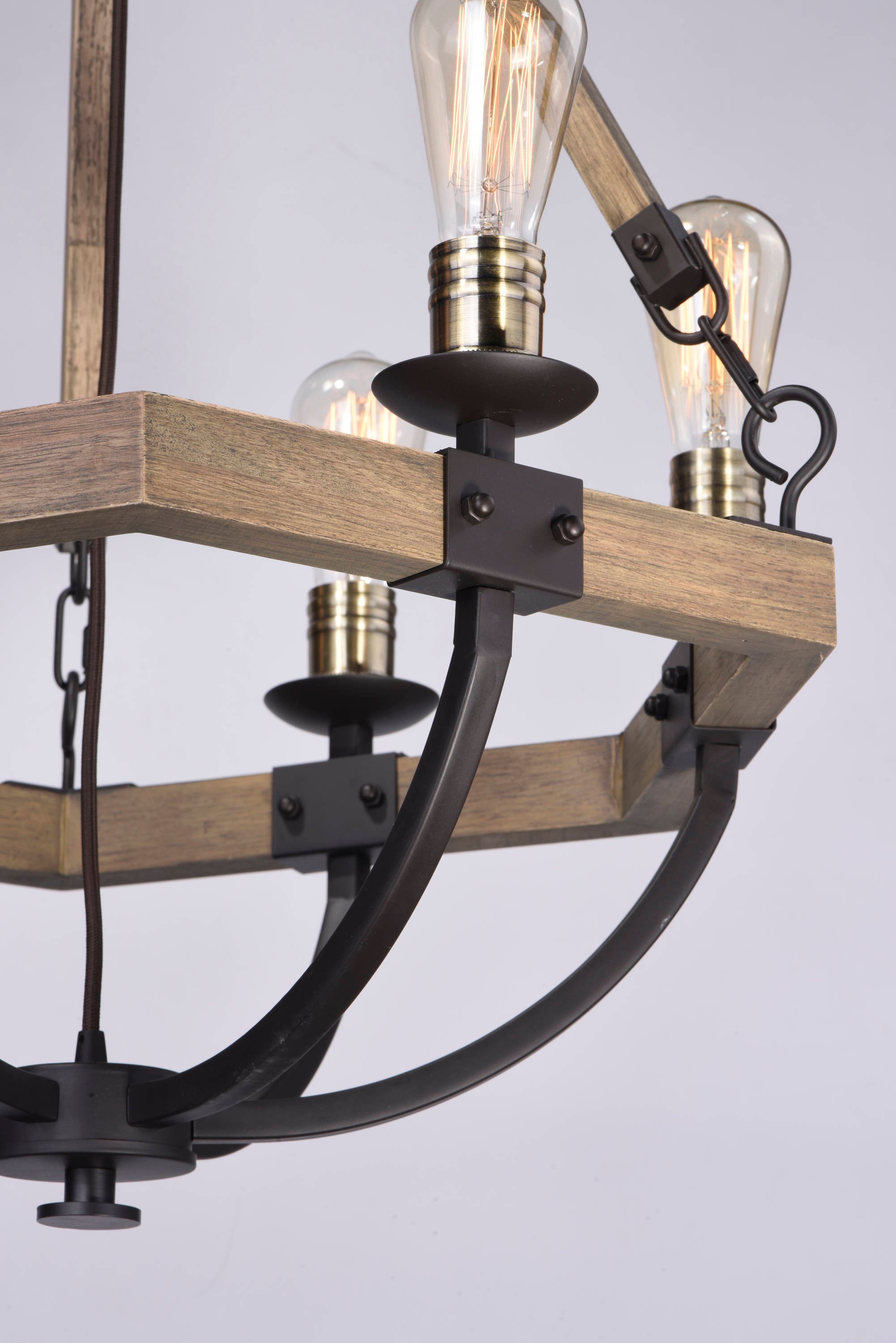 Weathered Oak and Bronze 6-Light Rustic Chandelier