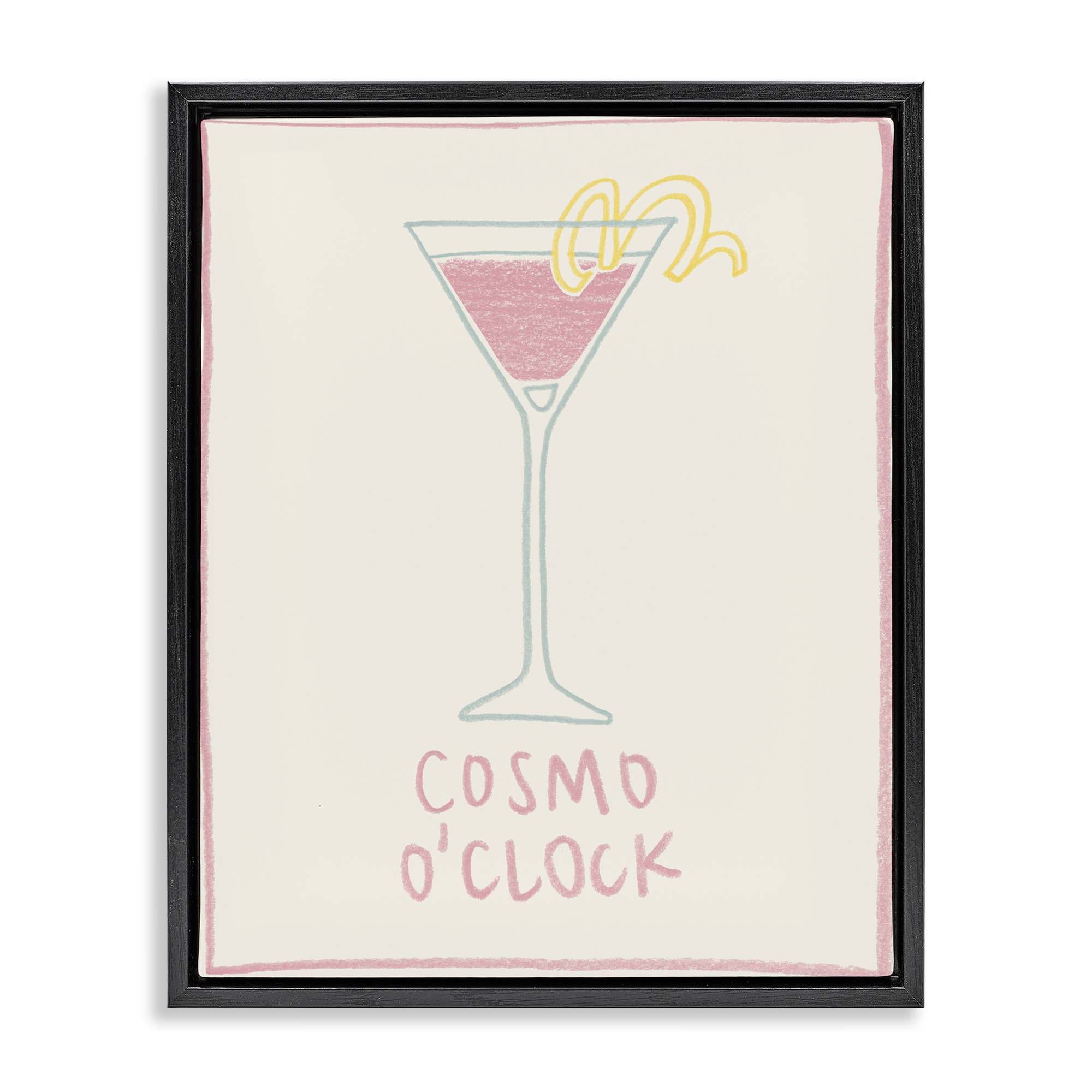 Stupell Industries BS-367-FFB-24X30 Minimal Cosmo O'Clock Black Framed Floater Canvas Wall Art By Grace Popp 25 x 31