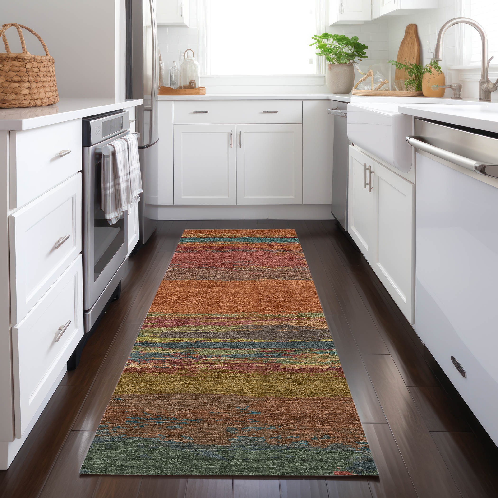 Addison Rugs ACN1286TR2X8 Chantille ACN1286TR 2 x 7 (ft) Polyester Terracotta Rectangular Indoor/Outdoor Geometric Machine washable Runner rug