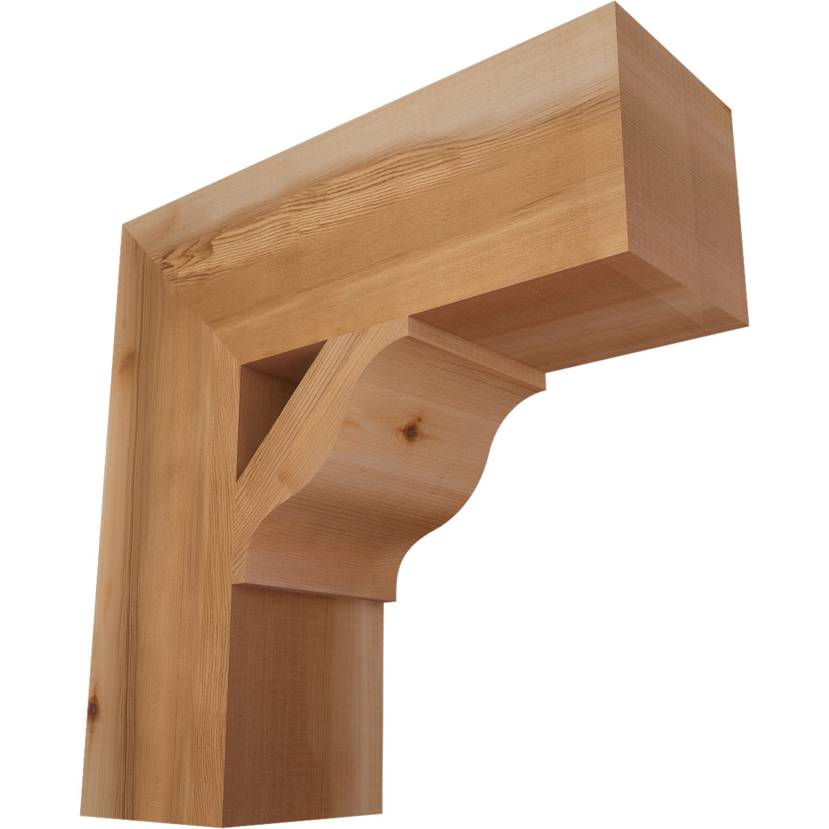 Ekena Millwork BKT06X18X18FST05SWR Funston Block Smooth 5-1/2-in x 18-in x 18-in Western red cedar Brown Wood Standard bracket