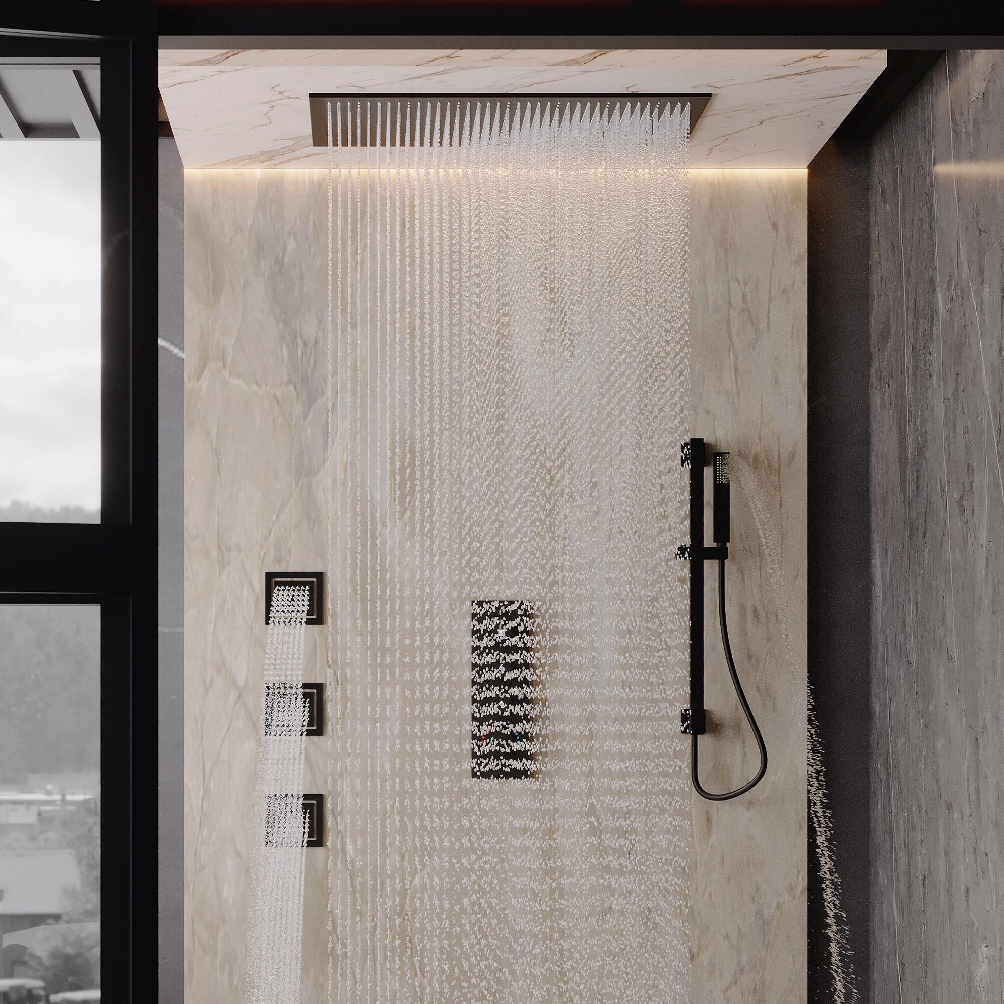 CASAINC CA-A4382-MB Showerhead-Bar-Panels - View #3