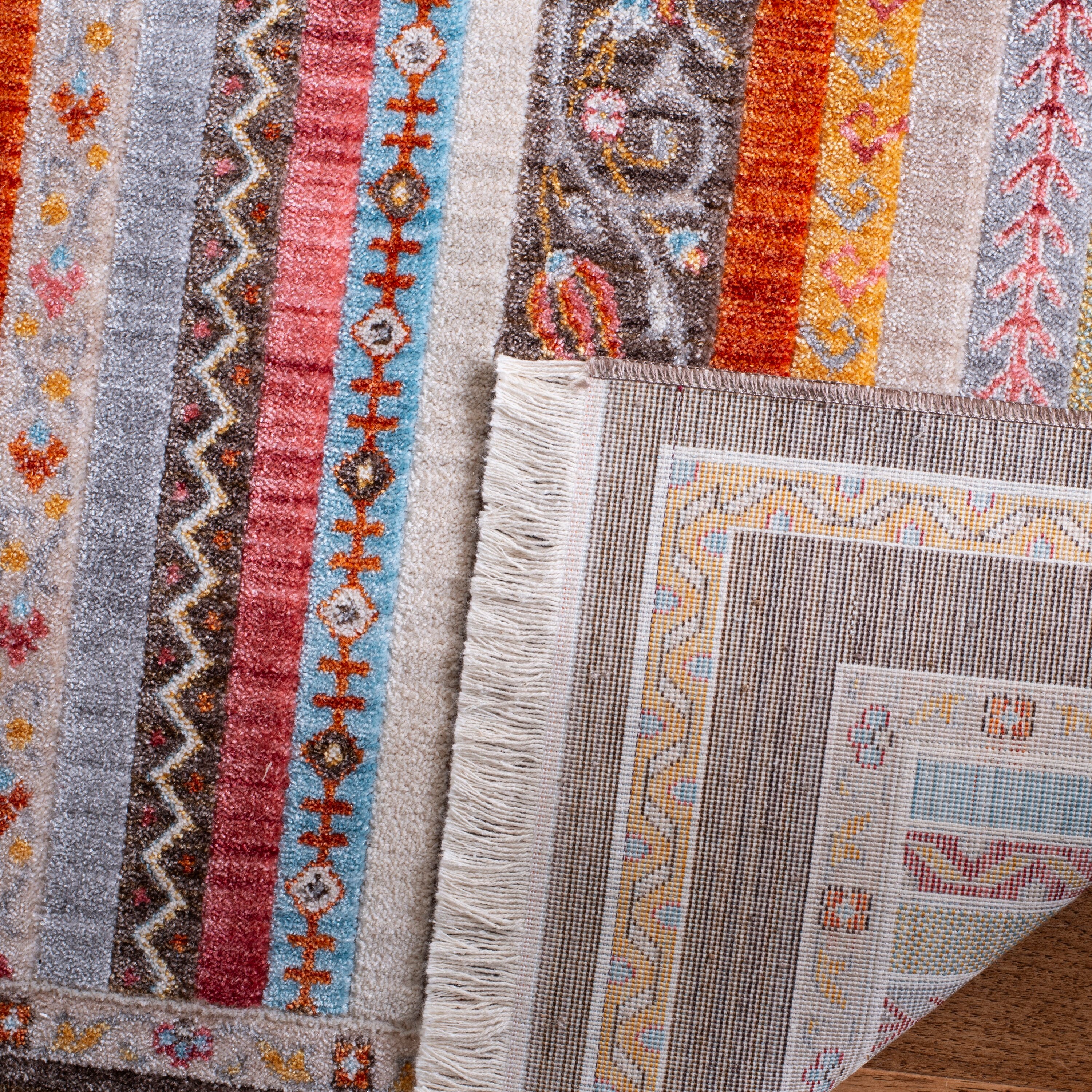 Colorful Striped Synthetic 8' x 10' Rectangular Area Rug