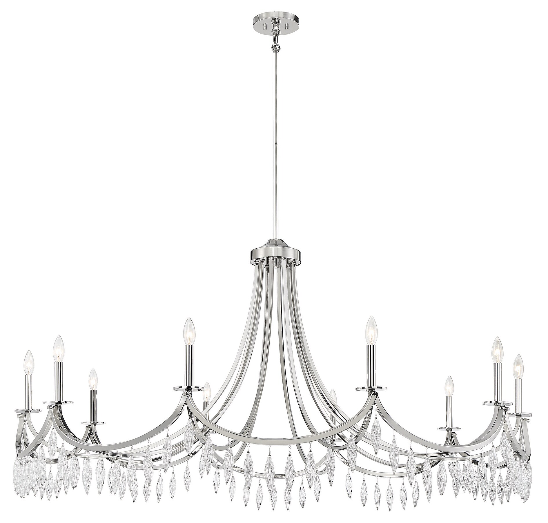 Kameron 10-Light Polished Nickel and Crystal Chandelier