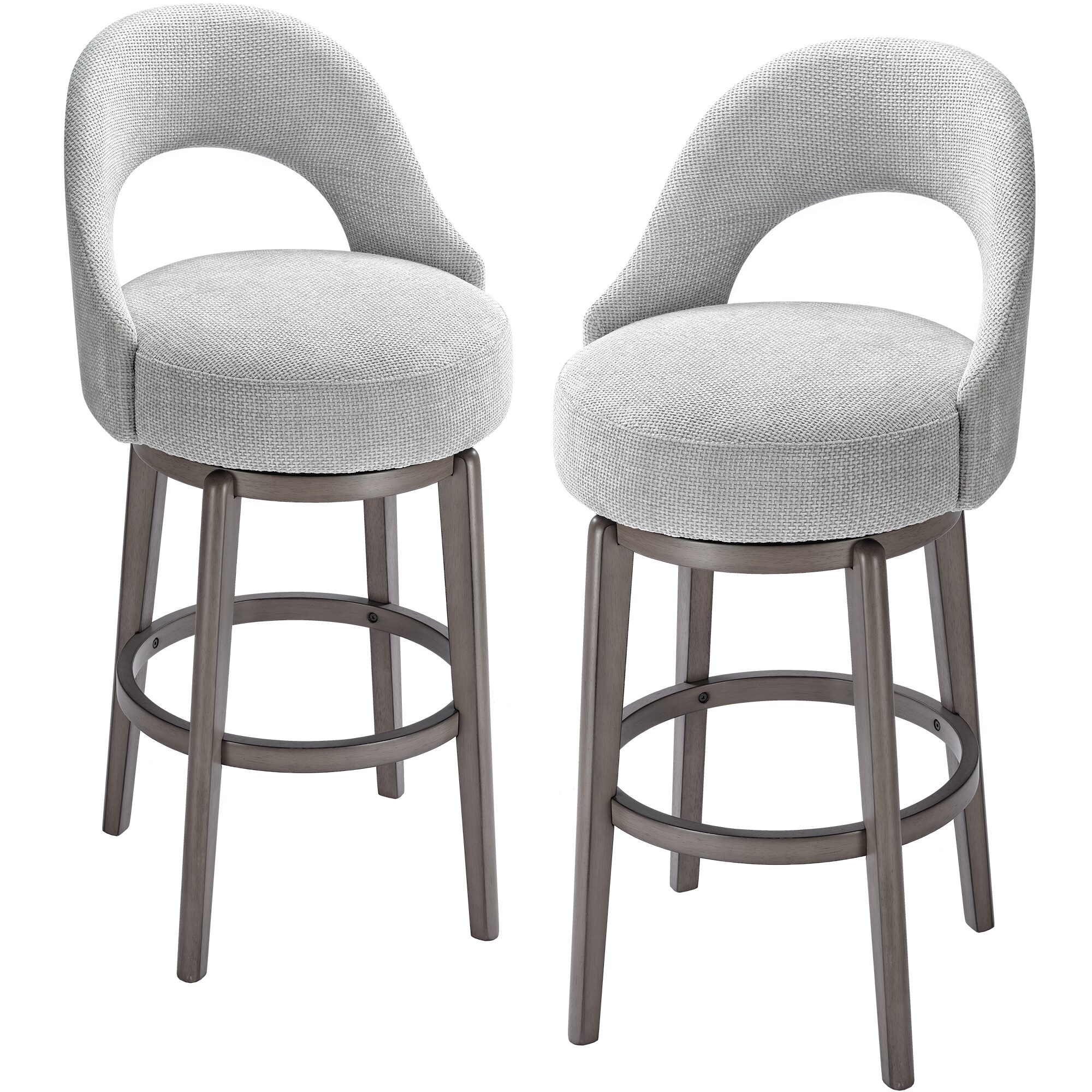 prilinex 57260029 Gray 30.0-in H Bar height Upholstered Swivel Wood Bar Stool 2 -Pack