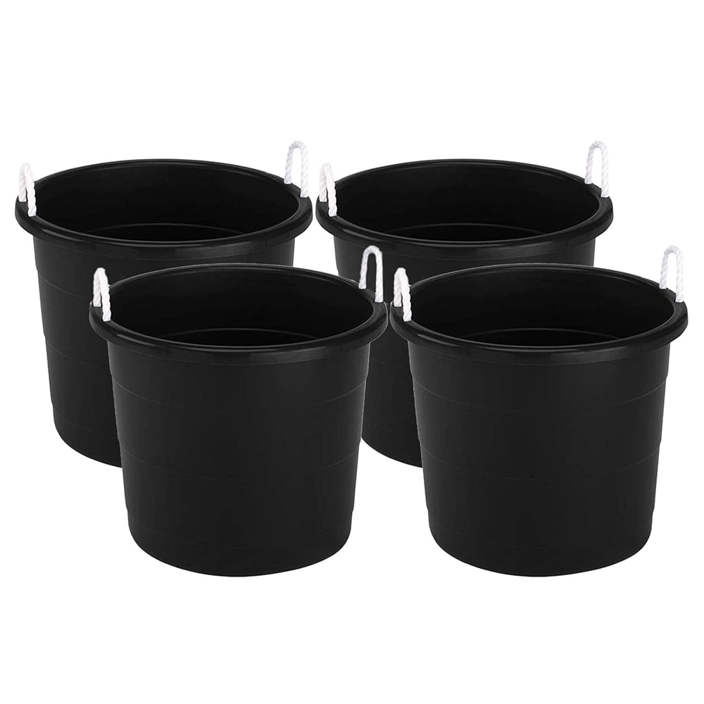 Homz Products 21.5-in W x 16.5-in H x 21.5-in D Black Stackable Tub in the  Storage Bins  Baskets department at
