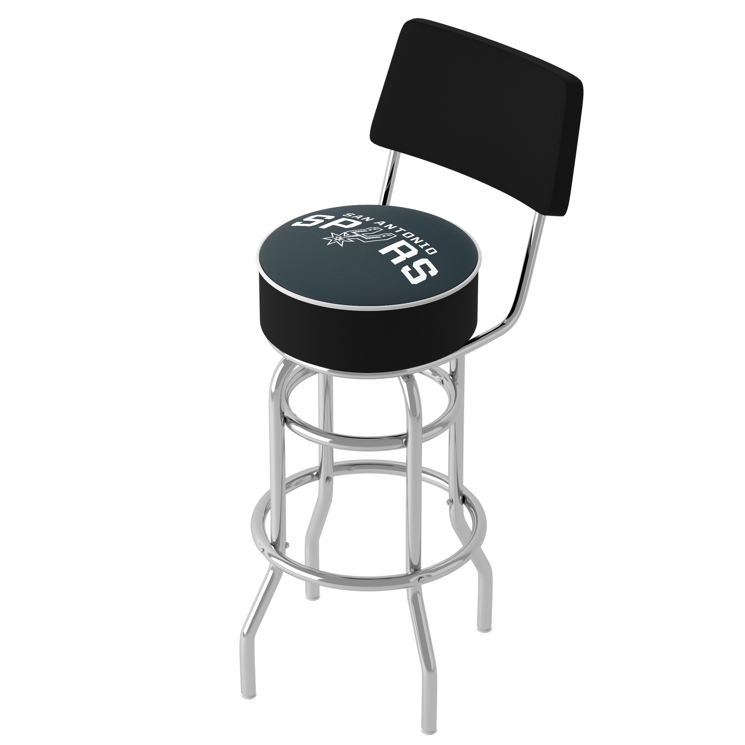 Trademark Gameroom NBA1100-SAS-TWN San Antonio Spurs San Antonio Spurs 31-in H Bar height (28-in to 33-in) Round Seat Upholstered Swivel Metal Back Bar Stool Back