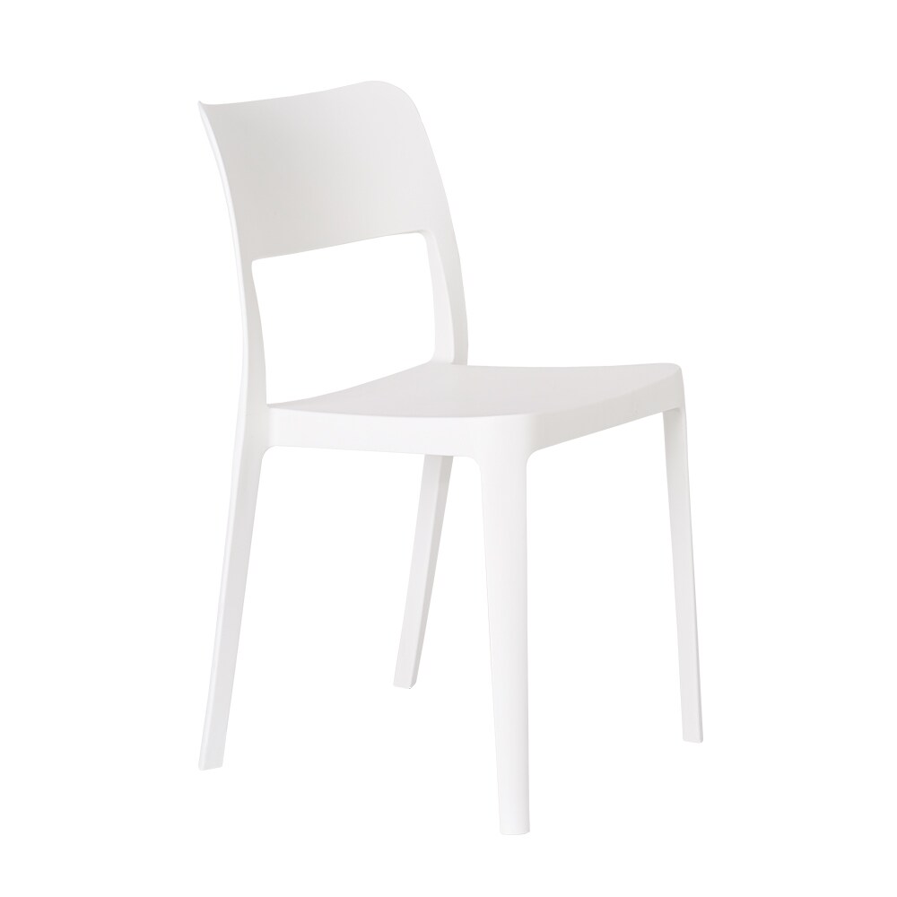 White Stackable Armless Resin Dining Chairs, Set of 2