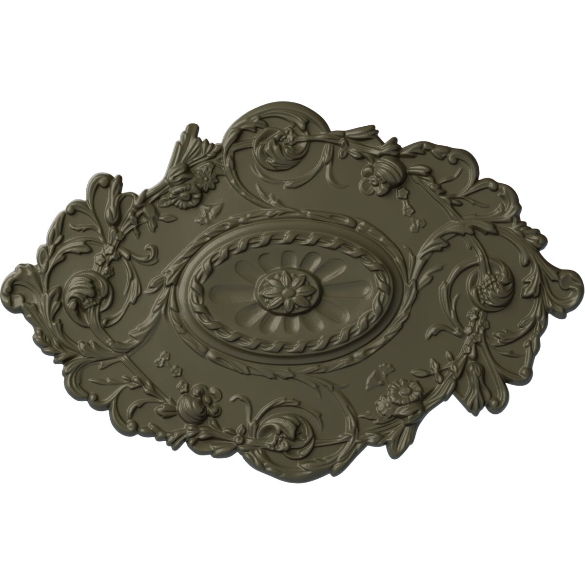 Ekena Millwork CM30SGWHF Strasbourg 20-in W x 30.5-in L Painted Witch Hazel Polyurethane Whole Ceiling Medallion