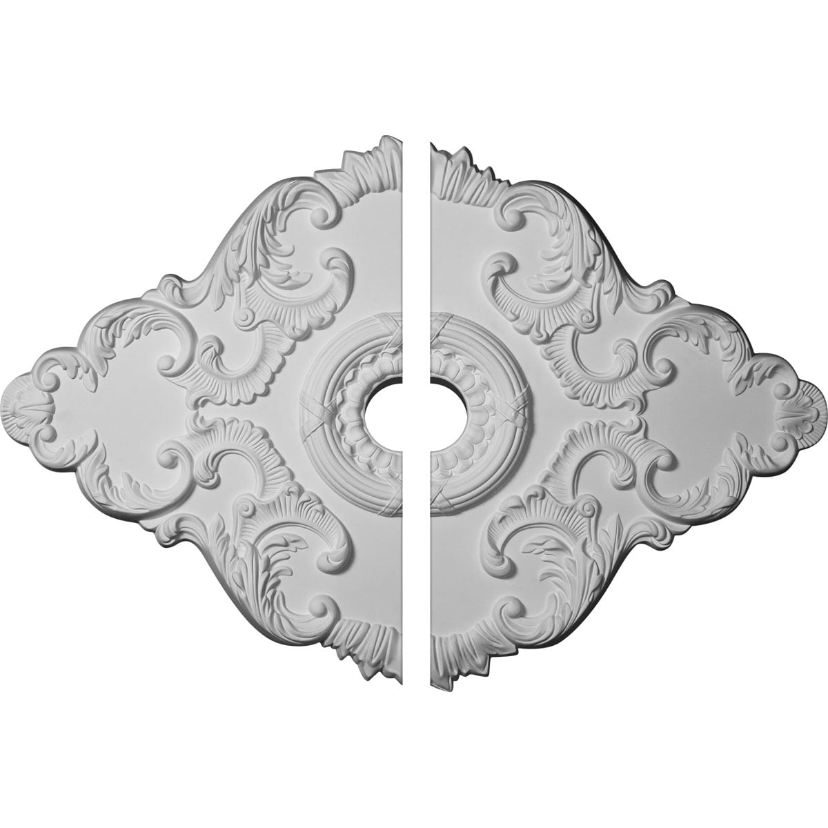 Ekena Millwork CM37X26PE2-03500 Piedmont 37-Inches W x 26-Inches L Primed Polyurethane Split Ceiling Medallion