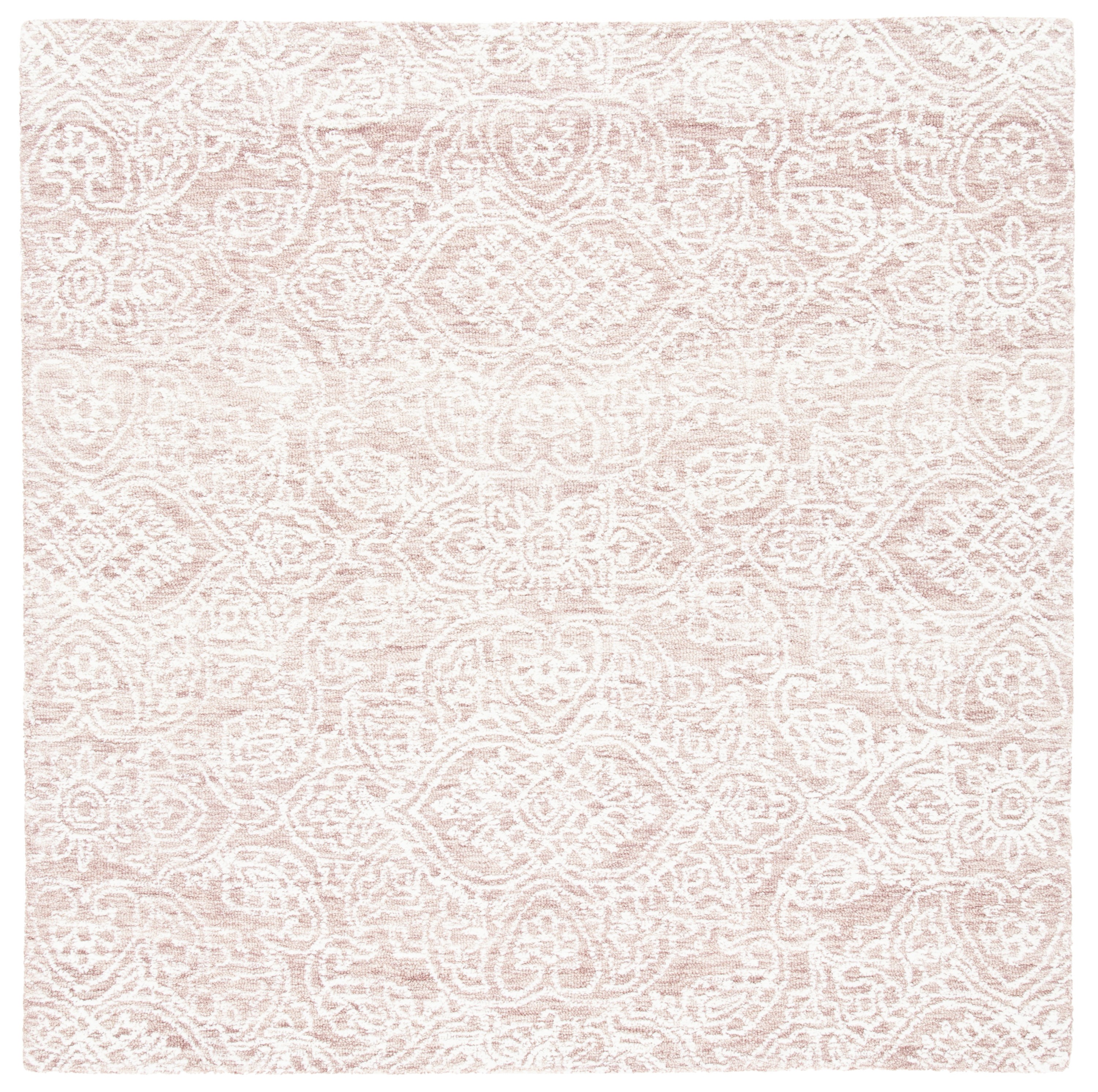 Safavieh MET998U-6SQ Metro Lorenzina 6 x 6 (ft) Tufted Wool Pink/Ivory Square Indoor Floral/Botanical Farmhouse/Cottage Area rug