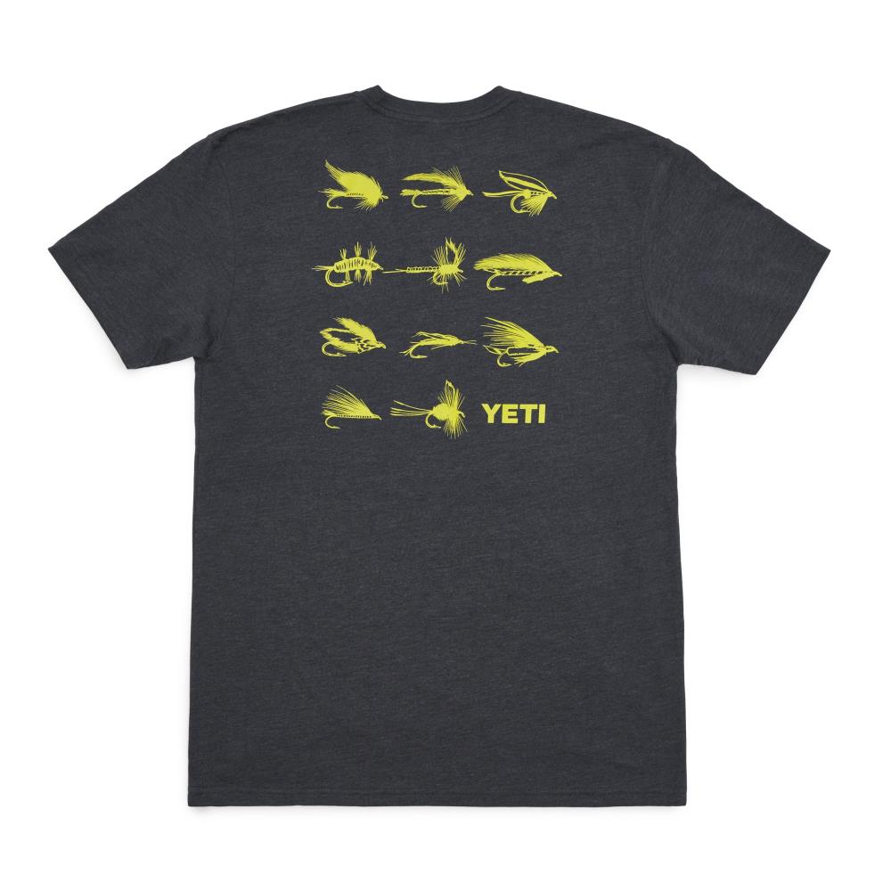 Yeti Fly Lure graphic fishing t shirt small Gray Short Sleeve unisex