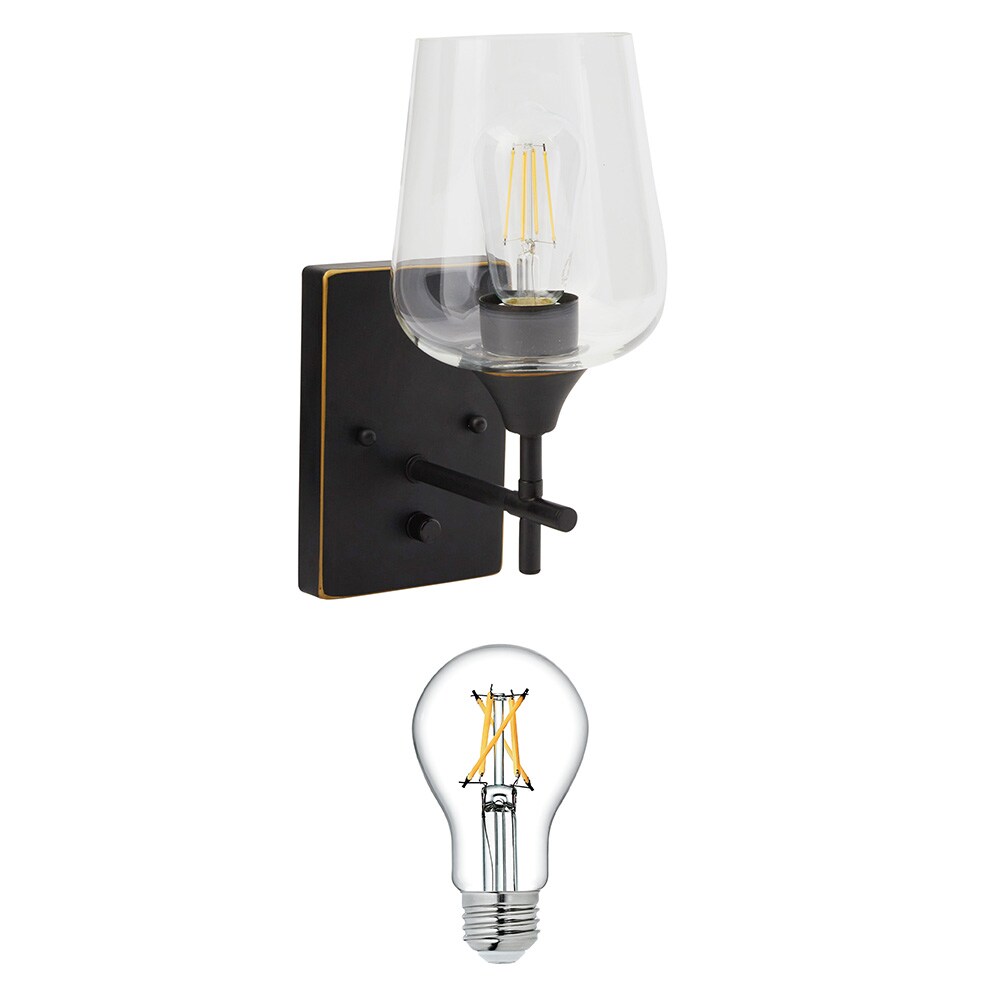 allen + roth Meredith 5.46-in W 1-Light Aged Bronze Transitional Wall Sconce Collection