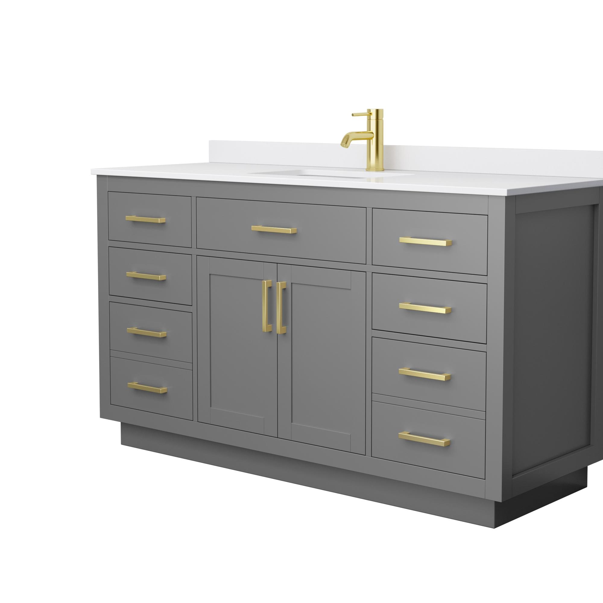 Wyndham Collection WCG262660SGGWCUNSMXX Beckett TK 60-in Dark Gray Undermount Single Sink Bathroom Vanity with White Cultured Marble Top
