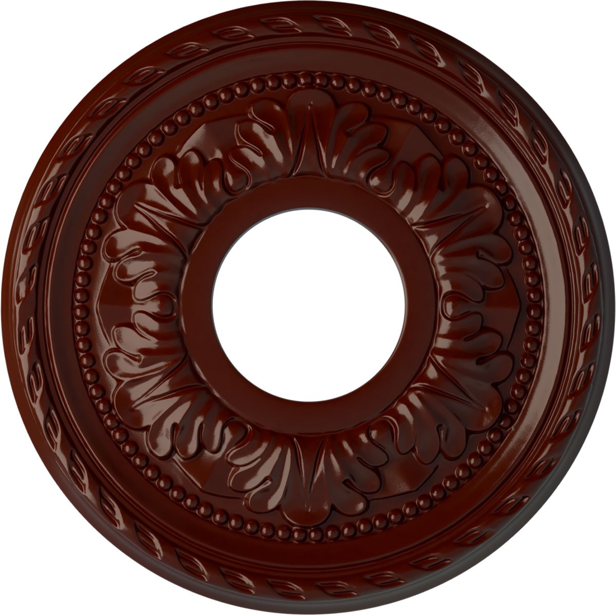 Ekena Millwork CM11PMBMF Palmetto 11.375-in W x 11.375-in L Painted Brushed Mahogany Polyurethane Whole Ceiling Medallion