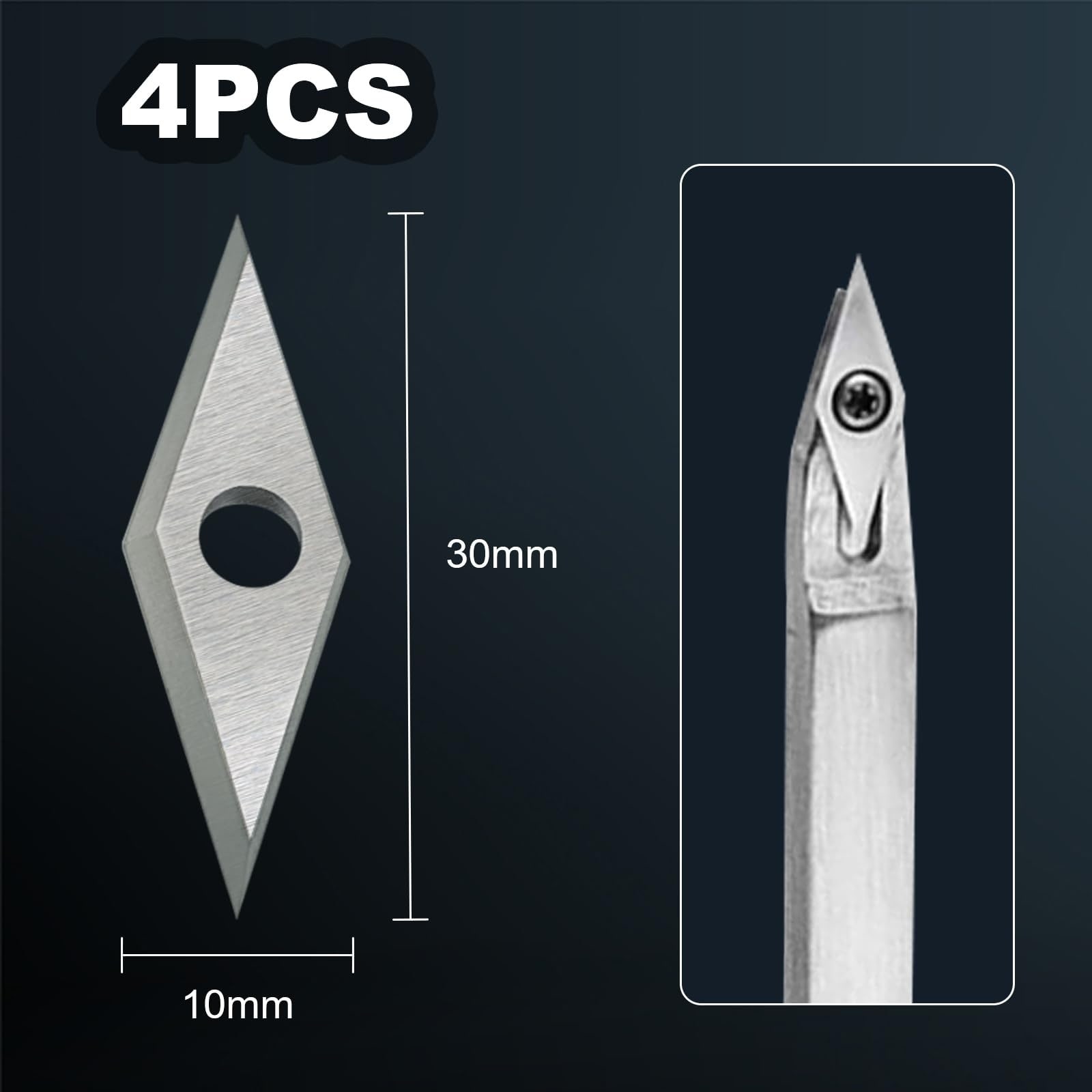 Etokfoks  32pcs Carbide Lathe Tools Tungsten Cutters Inserts Set Wood Lathe Turning Tools Include 11 mm Square with Radius 12 mm and 8 9 mm