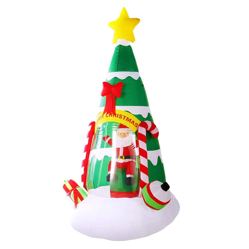 G128 IN-1N00006-2P3 7-ft Lighted Christmas Tree with Santa Claus and Candy Canes Christmas Inflatable