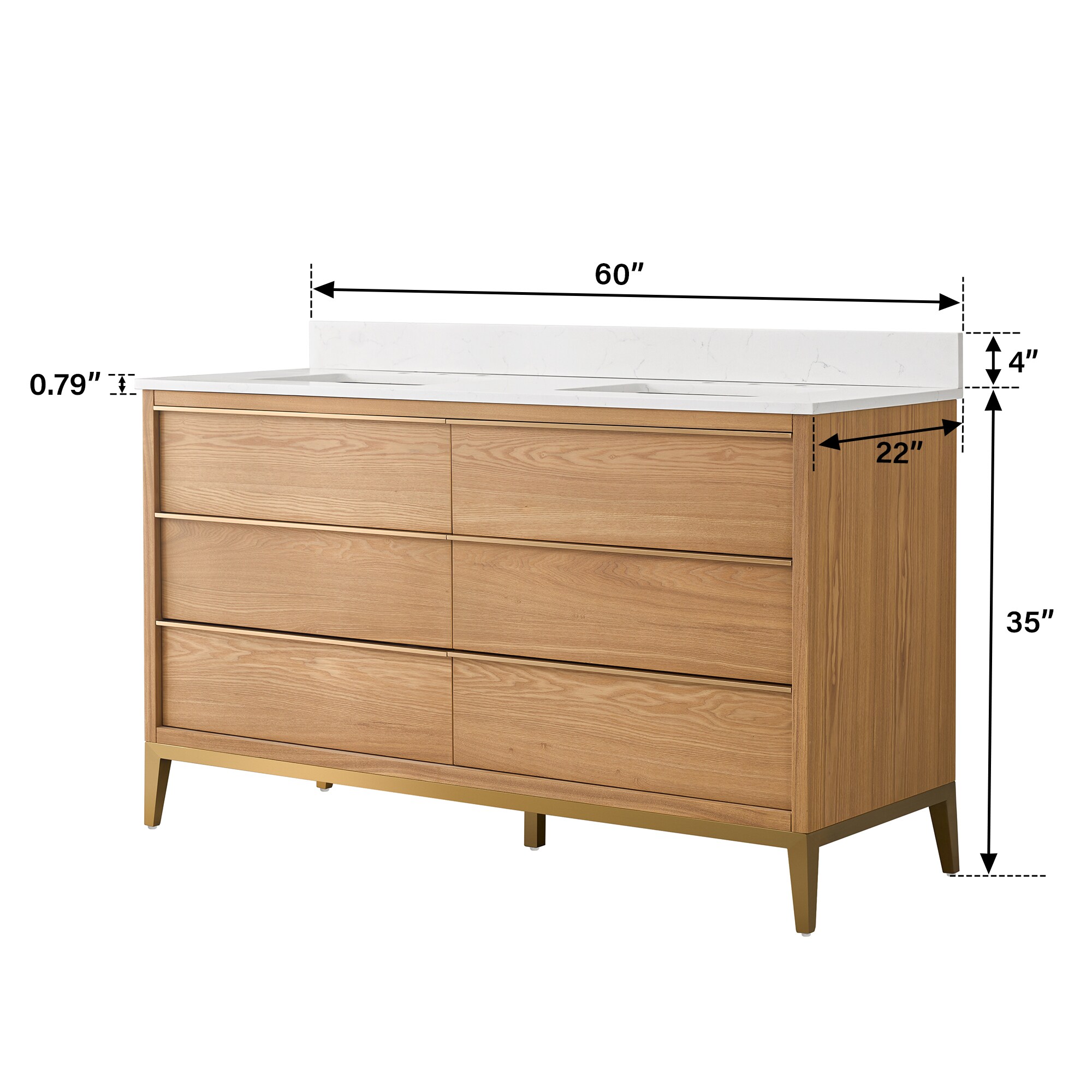 WELLFOR NOLAN60QZ-OAK Bath-Vanity-Combo - View #7