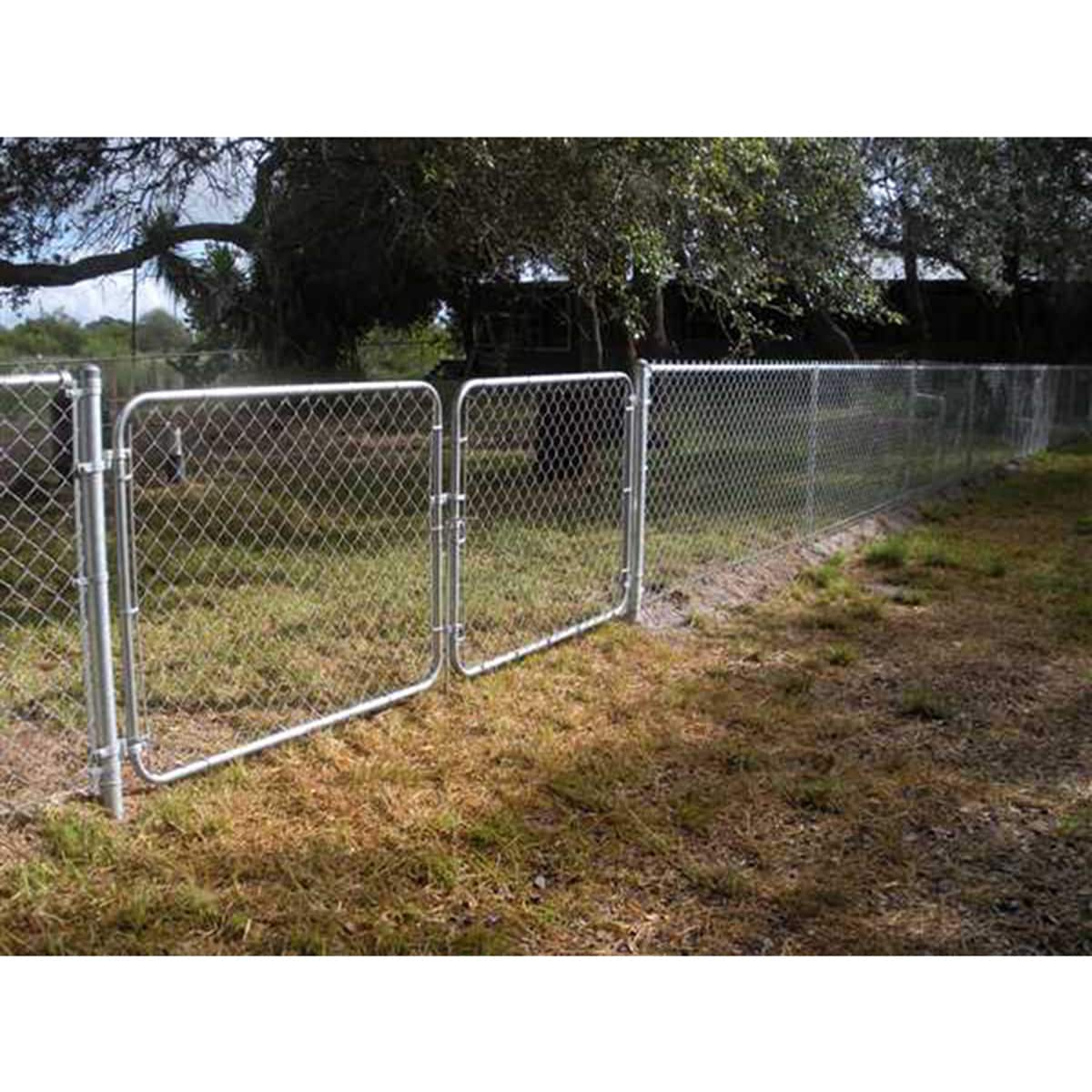 Fit Right 6-ft H x 6-ft W Galvanized Metal Walk-thru Chain Link Fence Gate  Kit with Mesh Size 2-in in the Chain Link Fencing department at