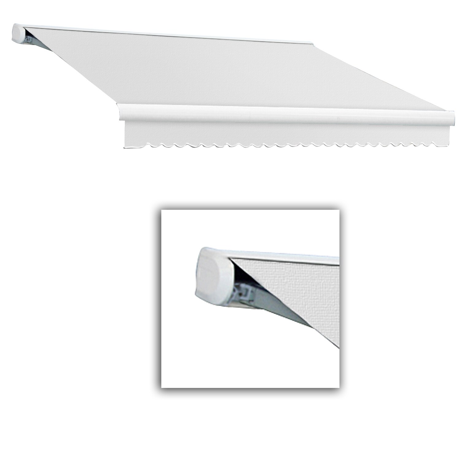Awntech KWL14-L-W Key West 168.0-in Wide x 120.0-in Projection x 10.0-in Height Fabric Off White Solid Motorized Retractable Patio Awning