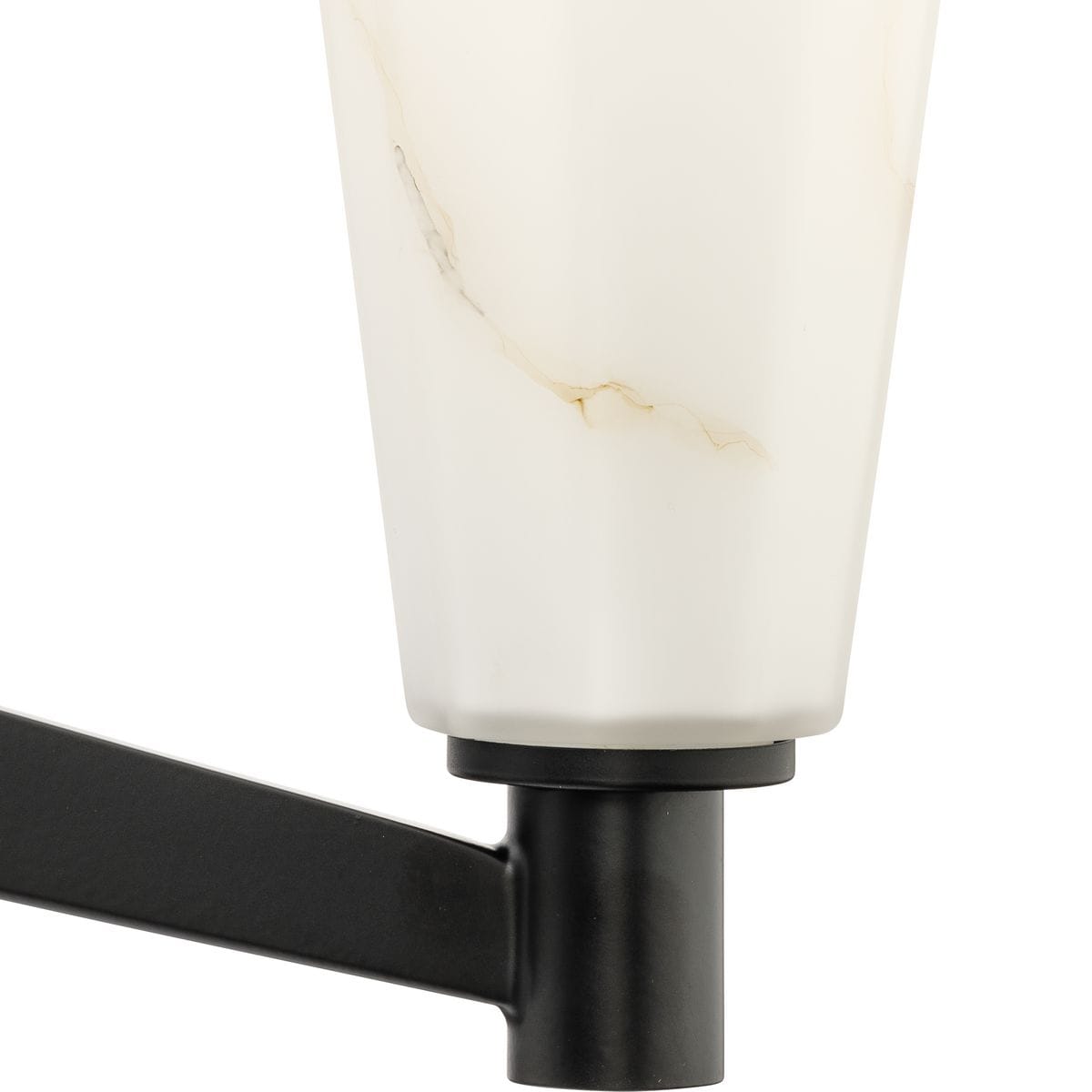 Matte Black Steel 6-Light Chandelier with Faux Alabaster Shades