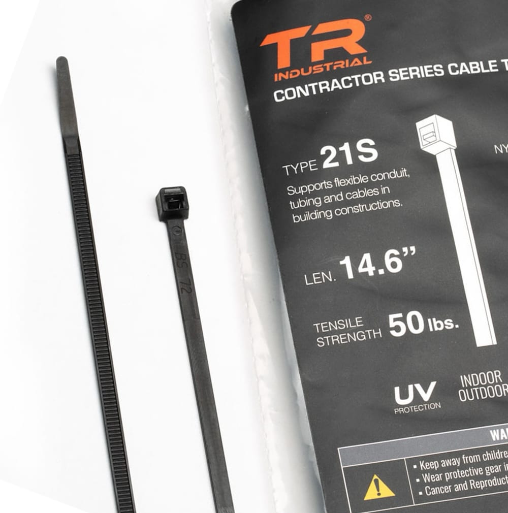 TR Industrial TR88404 14.6-Inches Nylon Zip ties Black ( 100 -Pack)