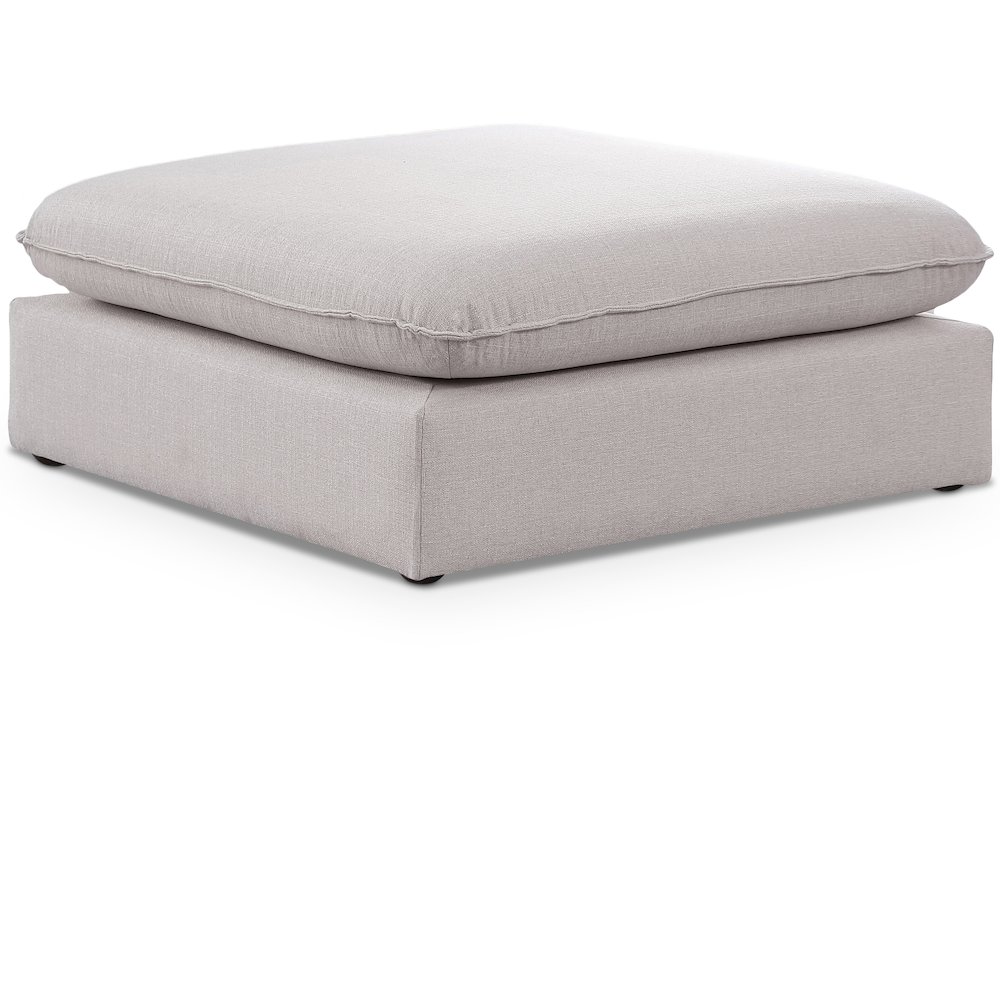 Meridian 688BEIGE-OTT Mackenzie Beige Durable Linen Textured Ottoman