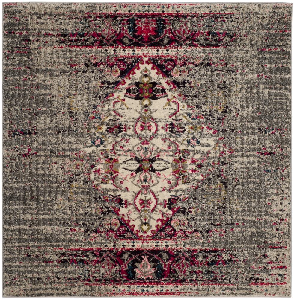 Safavieh MNC209T-5SQ Monaco Kimberly 5 x 5 (ft) Loomed Polypropylene Gray/Ivory Square Indoor Distressed/Overdyed Vintage Area rug