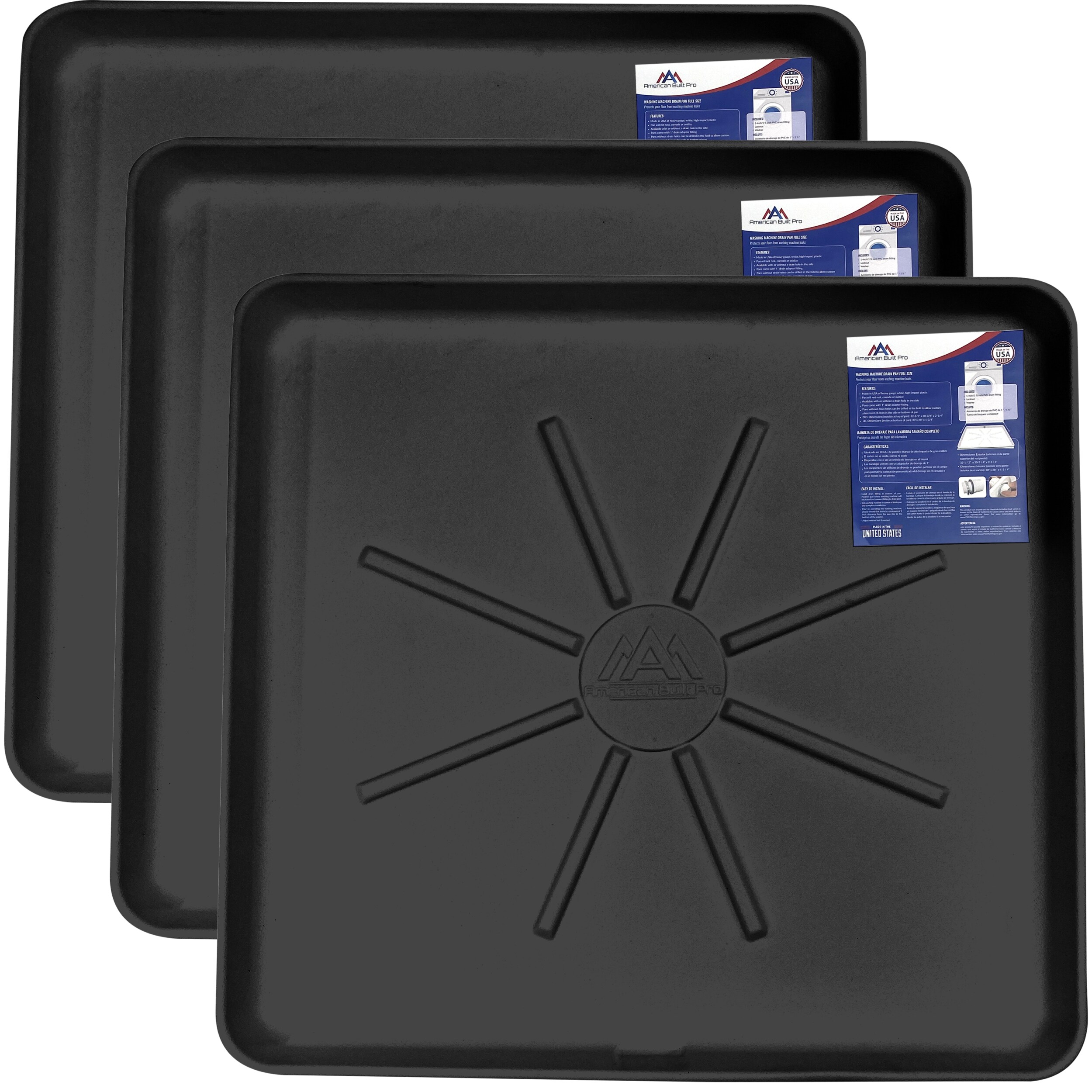 American Built Pro WMSP-BDRL P3 Plastic Washing machine drain pan ( Black )