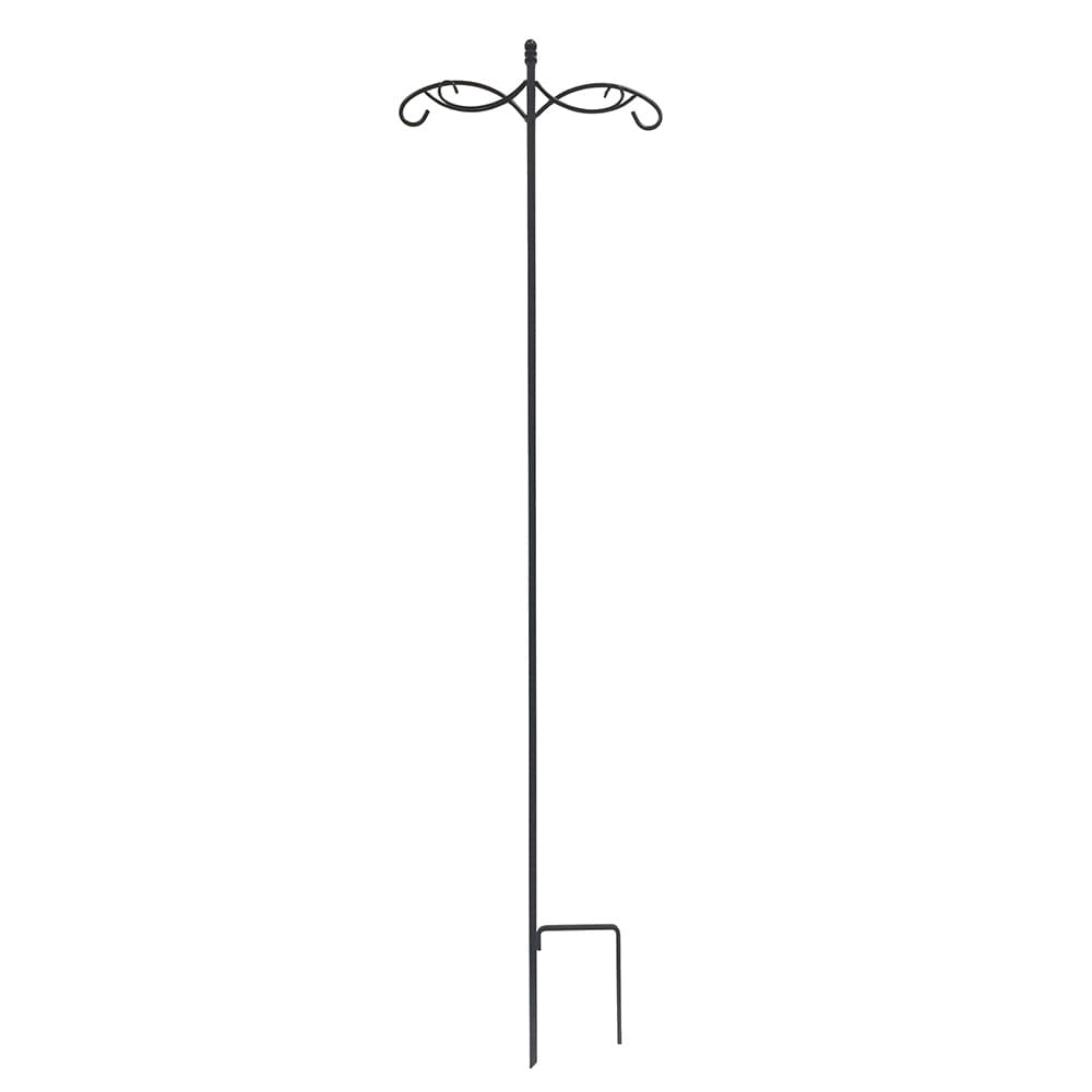 Style Selections 81211L 84-in Black powder coated Metal Double Shepherd's hook