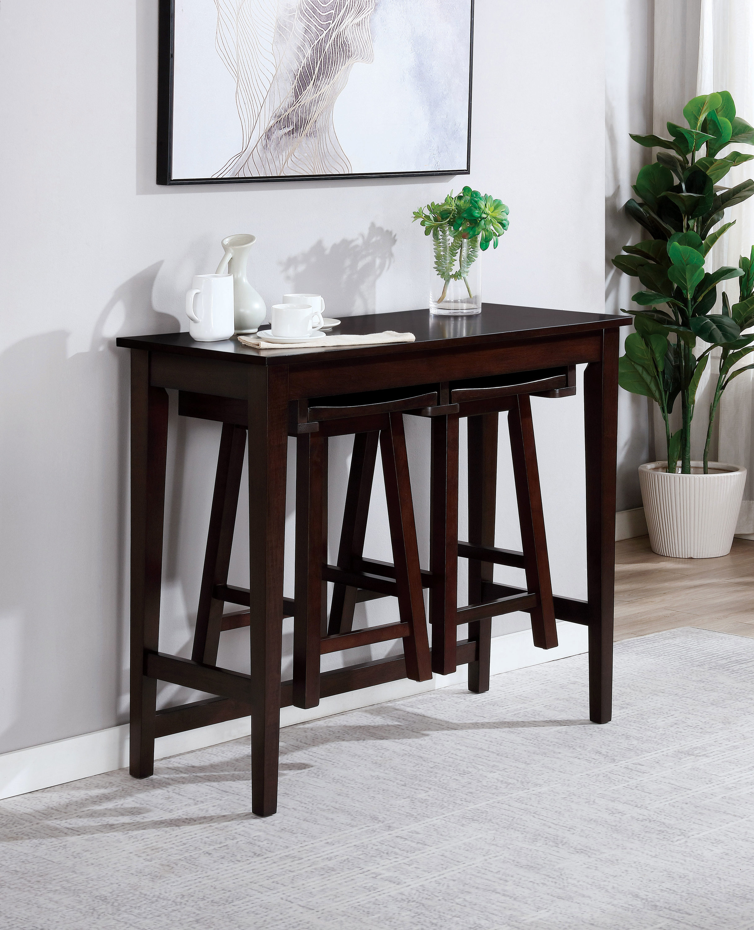 Furniture of America IDF3475EXPT3PK Secci Espresso Transitional Dining Room Set with Rectangular Table ( Seats 2 )