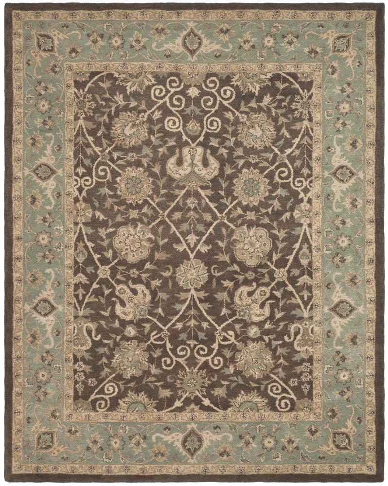 Safavieh AT21G-8 Antiquity Dergaz 8 x 10 (ft) Tufted Wool Brown/Green Rectangular Indoor Floral/Botanical Vintage Area rug