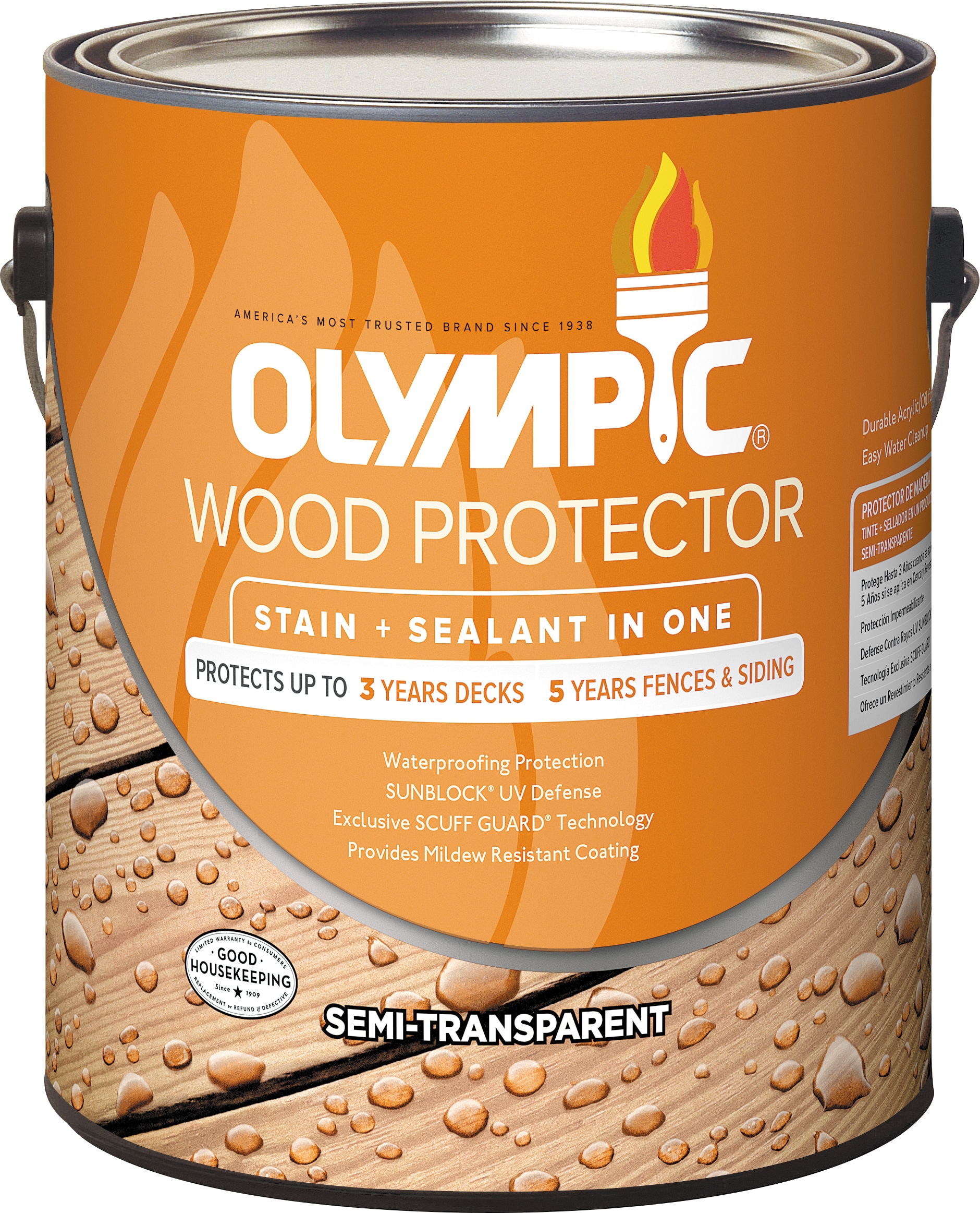 Olympic WaterGuard Exterior Wood Stain & Sealer, Transparent