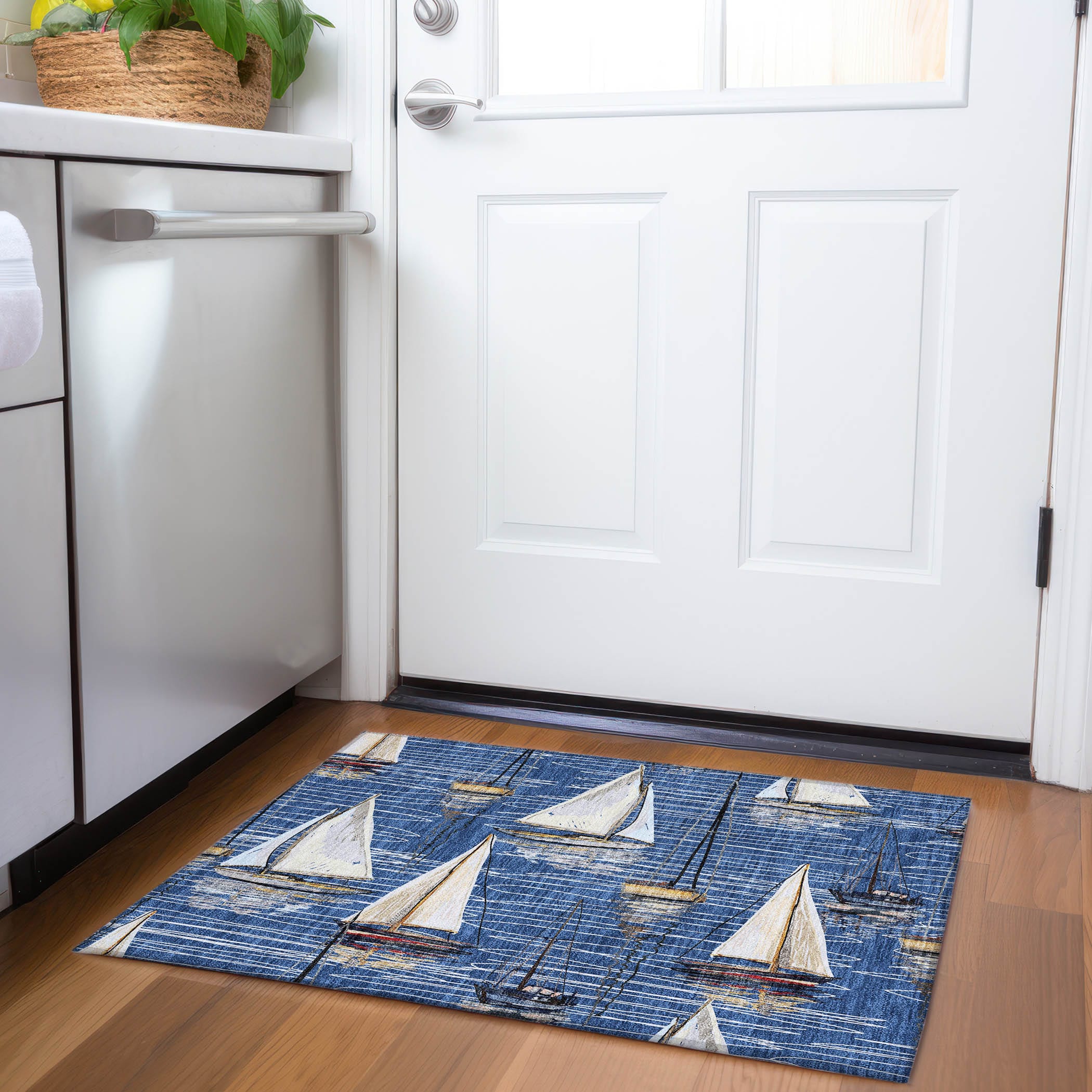 Addison Rugs AMF153NA20X30 Mayfield AMF153NA 2 x 3 (ft) Loomed Polyester Navy Rectangular Indoor Geometric Machine washable Area rug