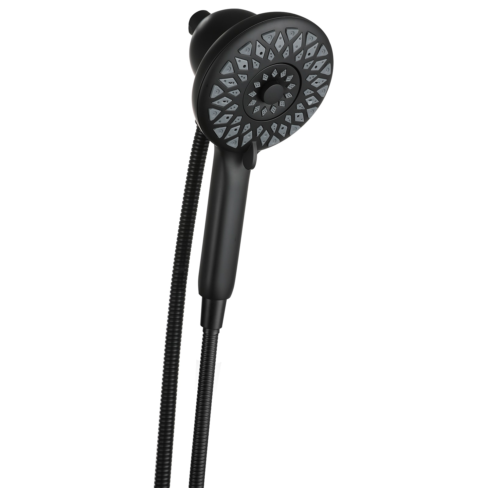 WELLFOR GIG-P303030 6 -Spray Matte Black 4.8-in Round Handheld High Pressure Rain Shower Head 2.5 GPM