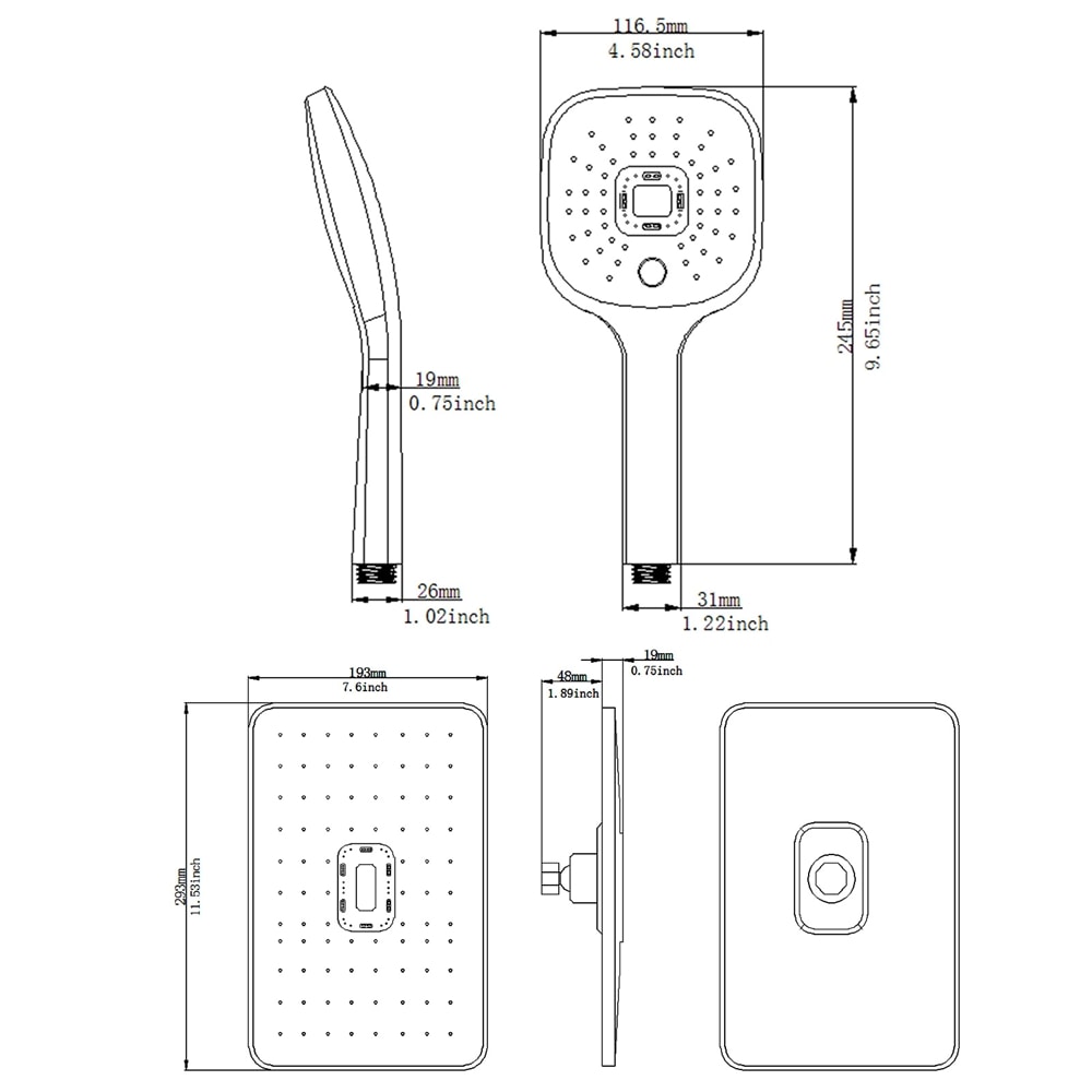 BWE A-95009-C Showerhead-Bar-Panels - View #13