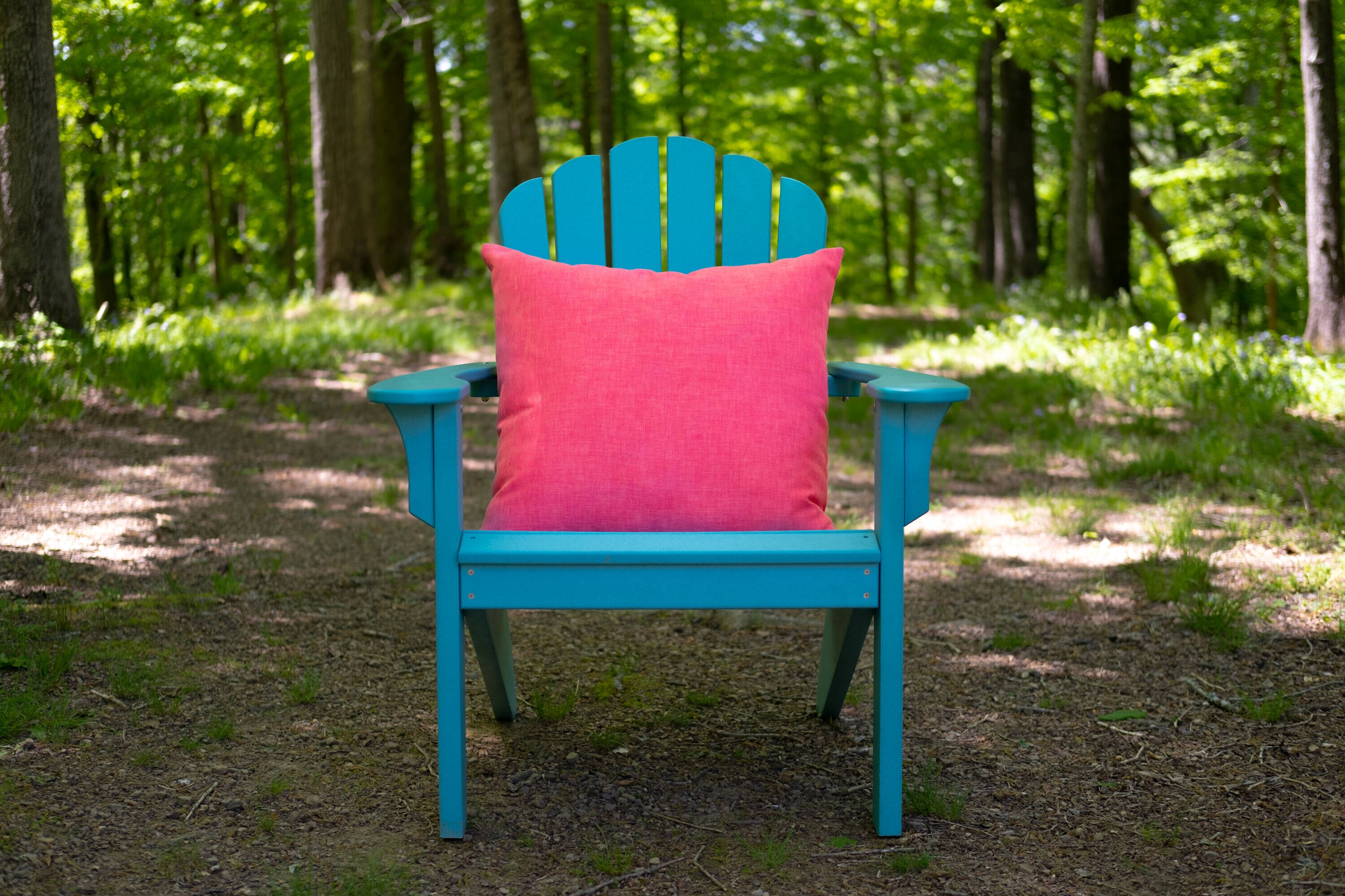 22" Bright Pink Polyester Indoor/Outdoor Square Throw Pillow