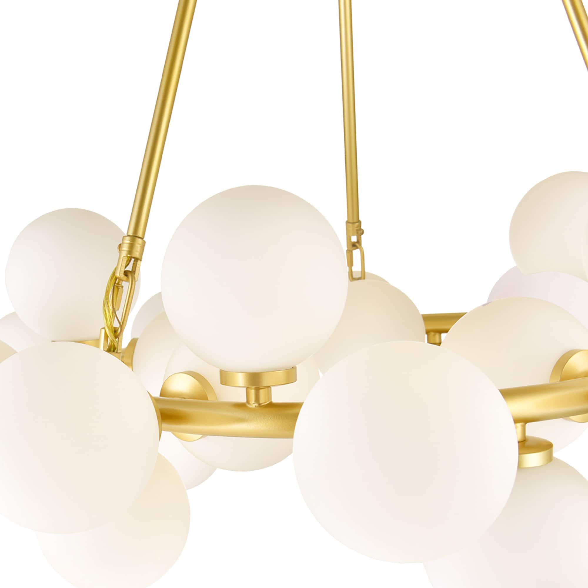 Celestial Frosted Glass 25-Light Chandelier in Satin Gold and White