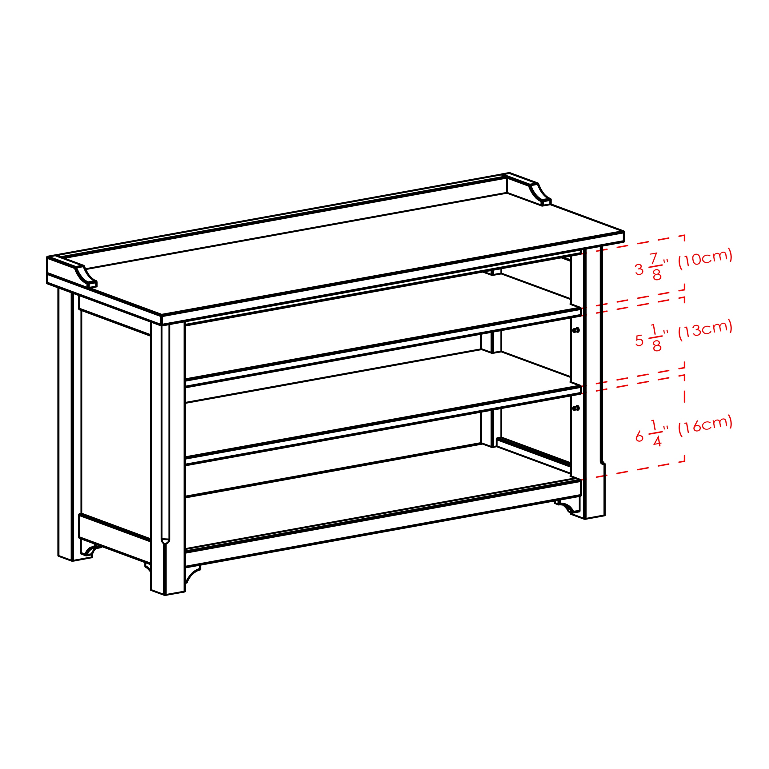 Walnut Brown 3-Shelf Storage Bench with Seating