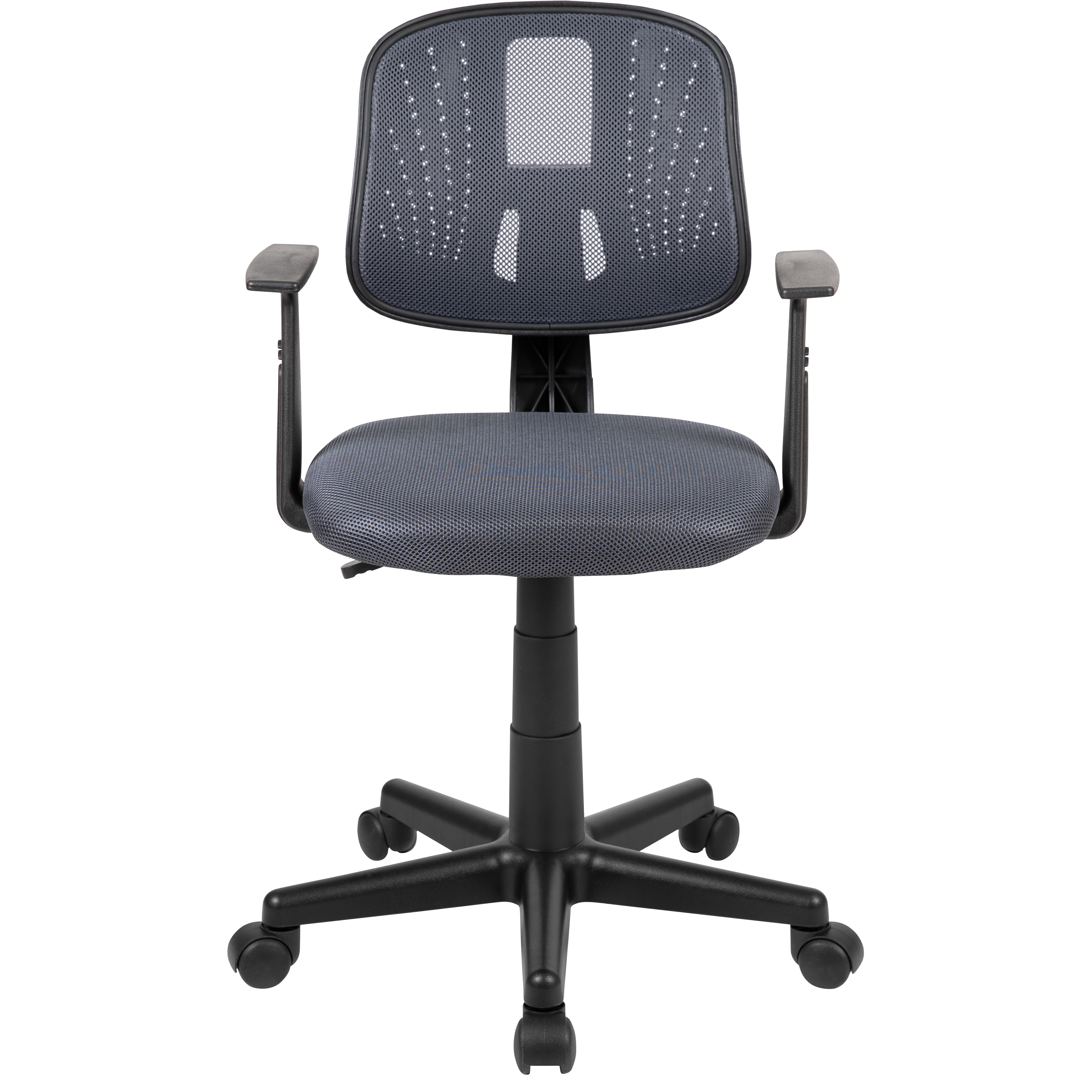 Flash Furniture Fundamentals Mid-Back Gray Mesh Swivel Task Office Chair with Pivot Back and Arms