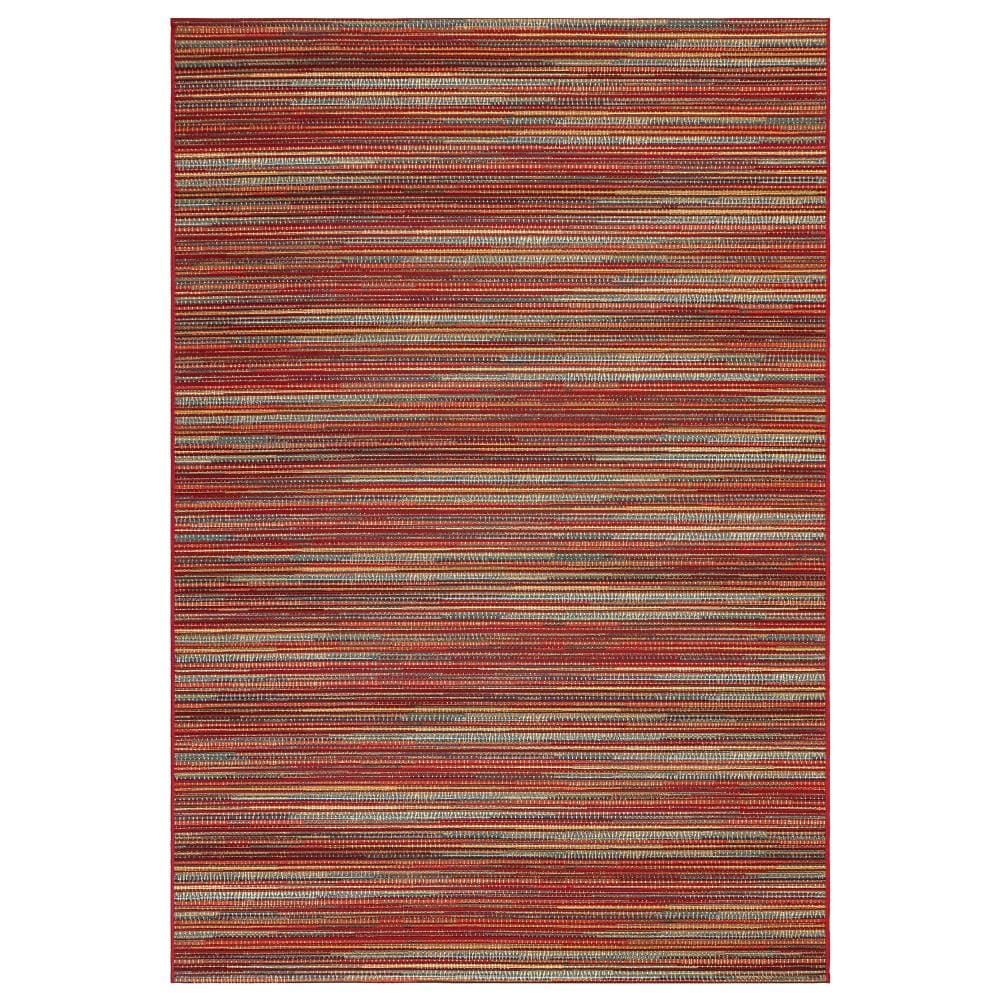 Saffron Stripes Synthetic Indoor/Outdoor Rectangular Rug