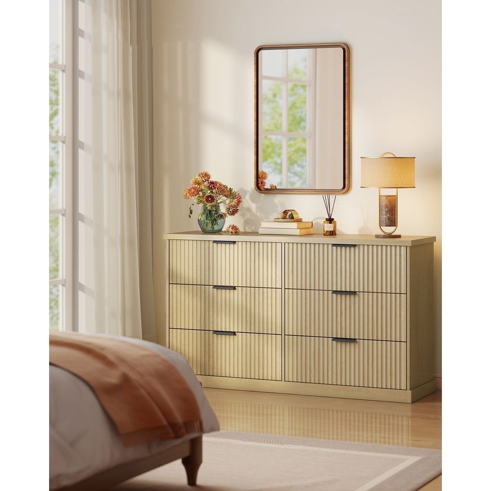 dior dress beige Mid-Century Rattan 3-Drawer Dressers Dark Acacia (Set of 2) main image 0