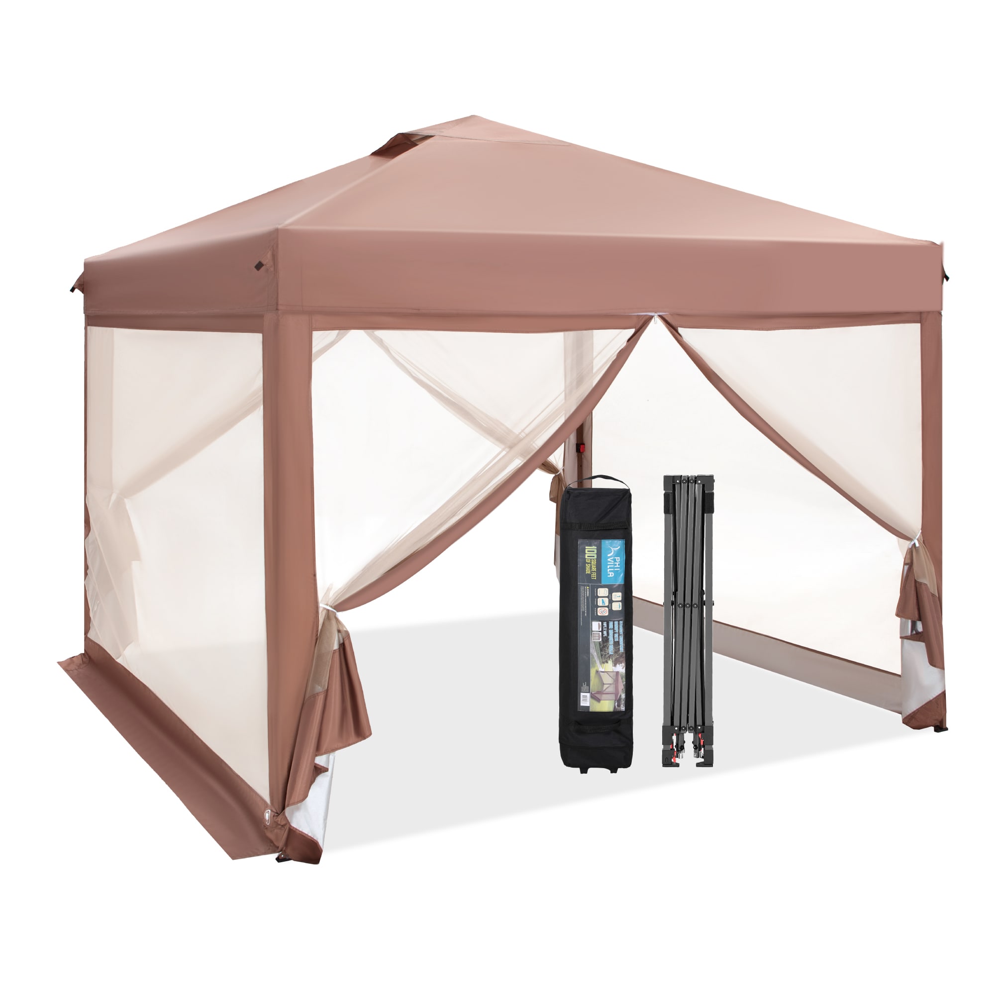 Sunshine Valley GA025-BR 10-ft x 10-ft Square Brown Pop-up canopy