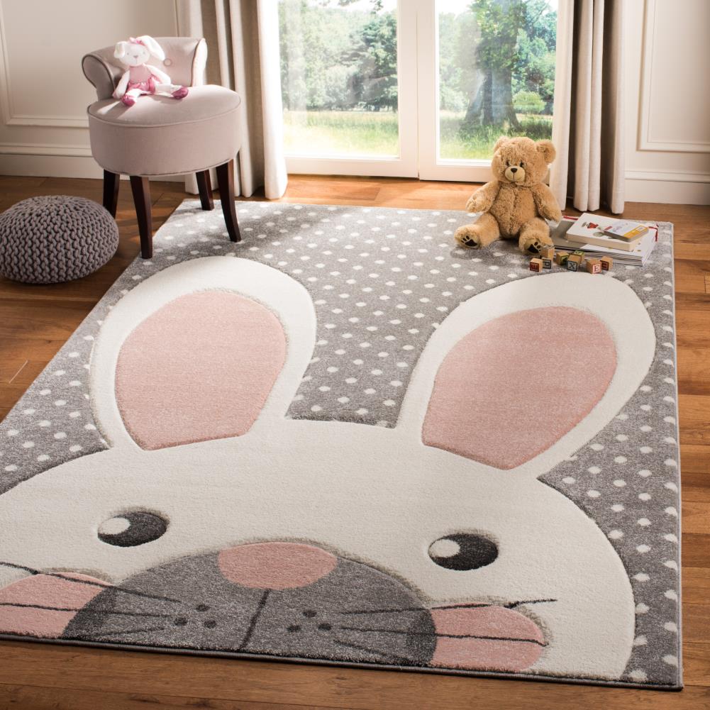 Safavieh Carousel Kids Peek a boo 5 x 8 Pink/Gray Indoor Kids Area Rug
