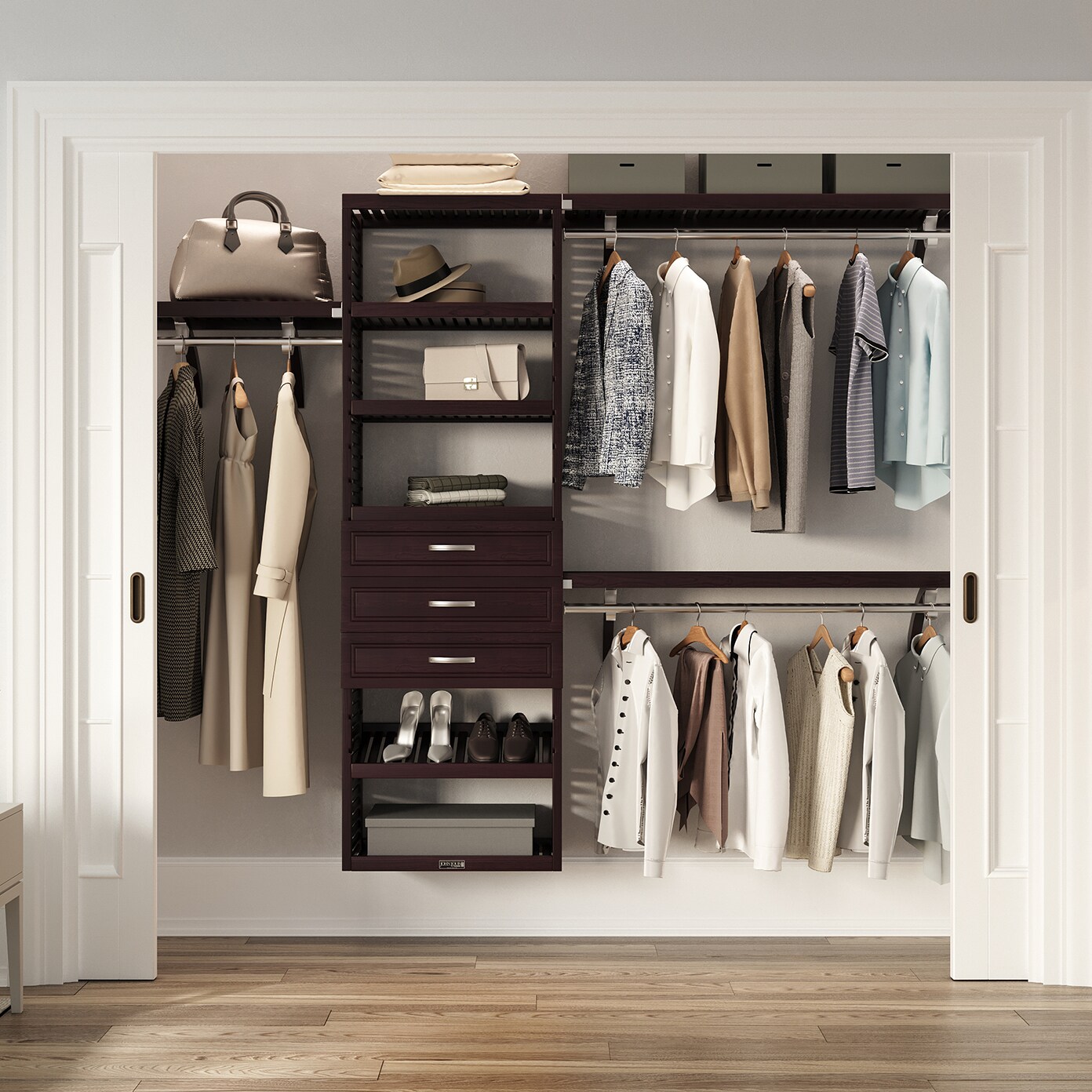 John Louis Home JLH-348WC-E 4-Feet to 10-Feet W x 7-Feet H Espresso Ventilated Shelving Wood Closet System