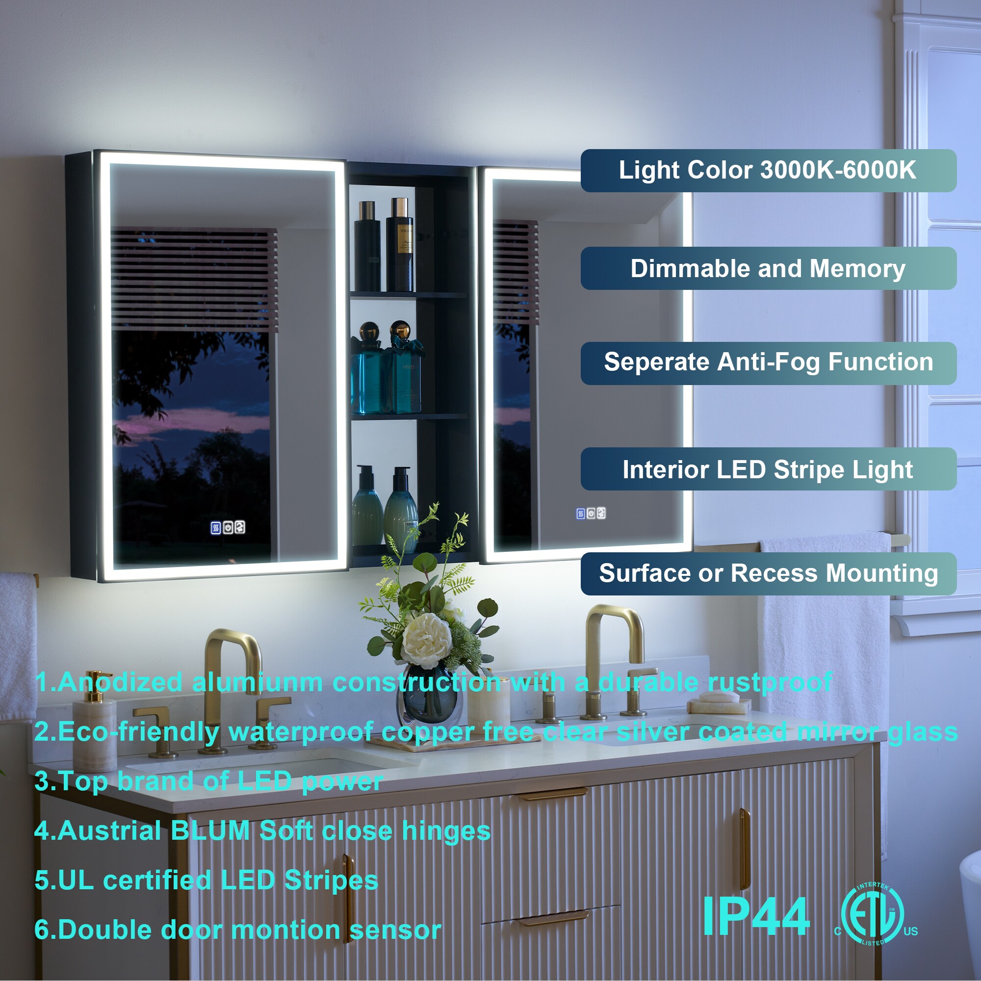WELLFOR W12MCL2030LR-MC Bathroom-Medicine-Cabinets - View #2
