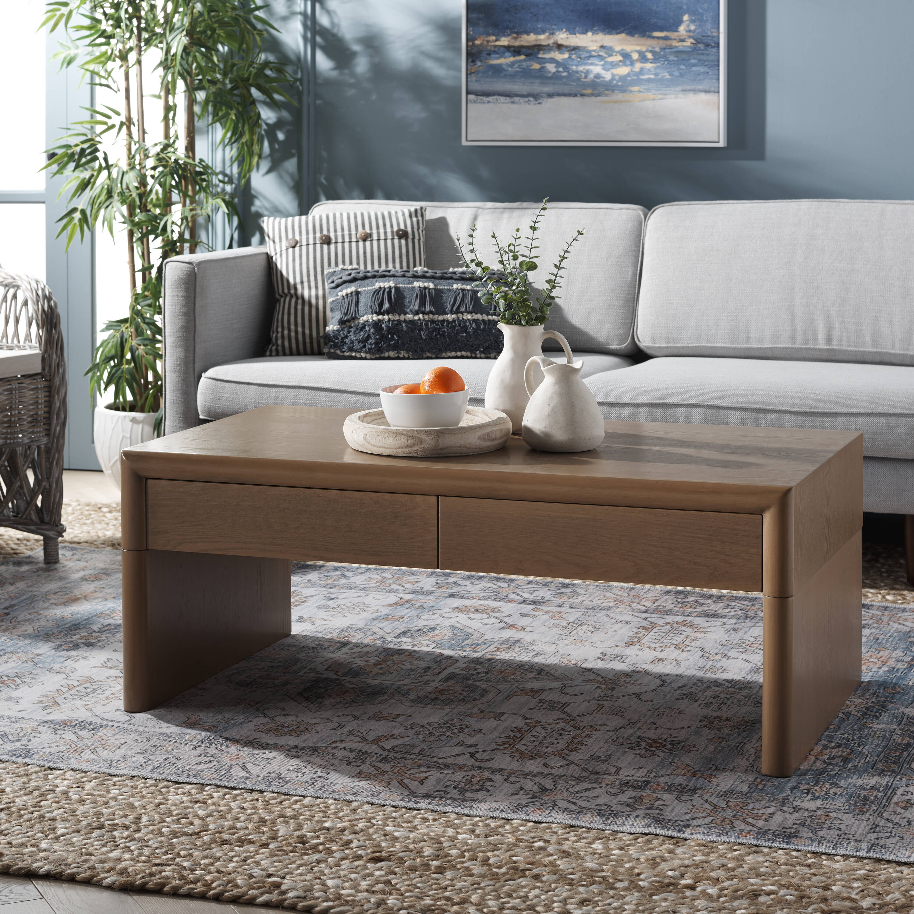 Safavieh COF9707C Rune Nc Coating Pine MDF Modern Coffee Table